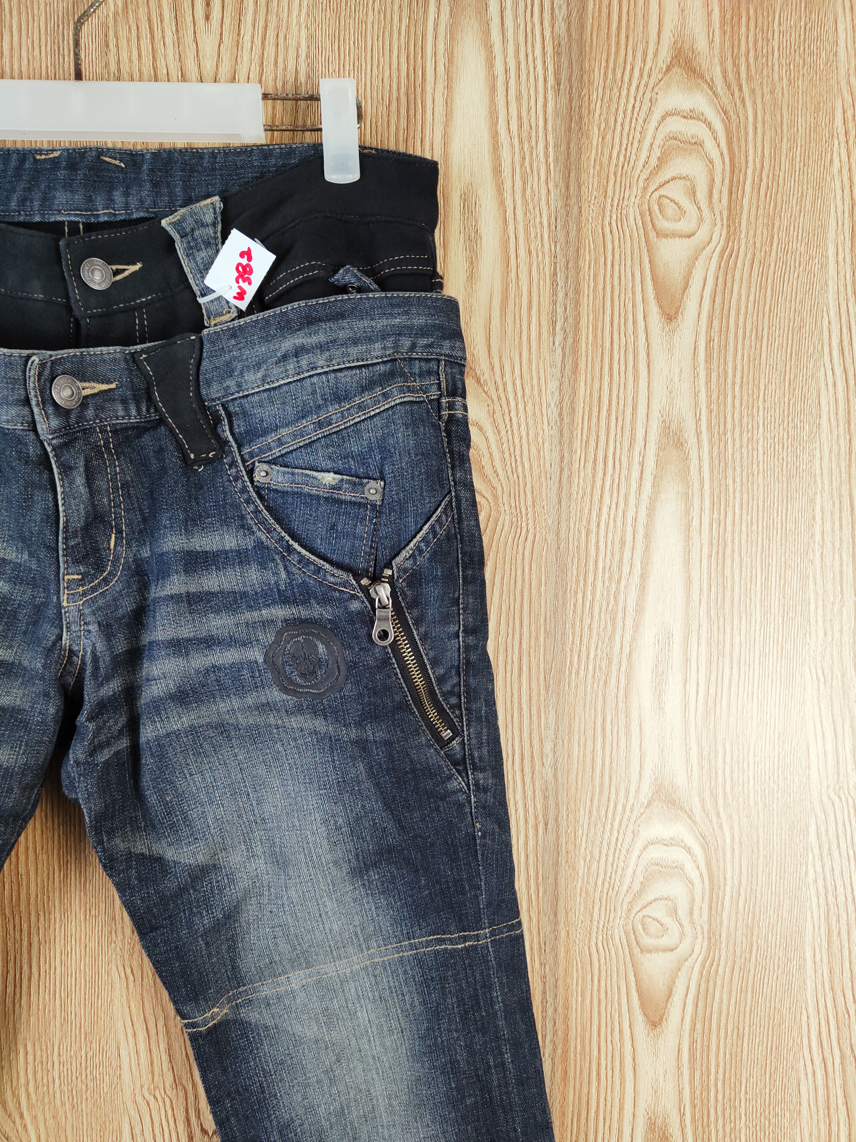 PPFM PPFM Dark Blue double waist Distressed Ripped Jeans #W382 Size US 32 / EU 48 - 7 Thumbnail