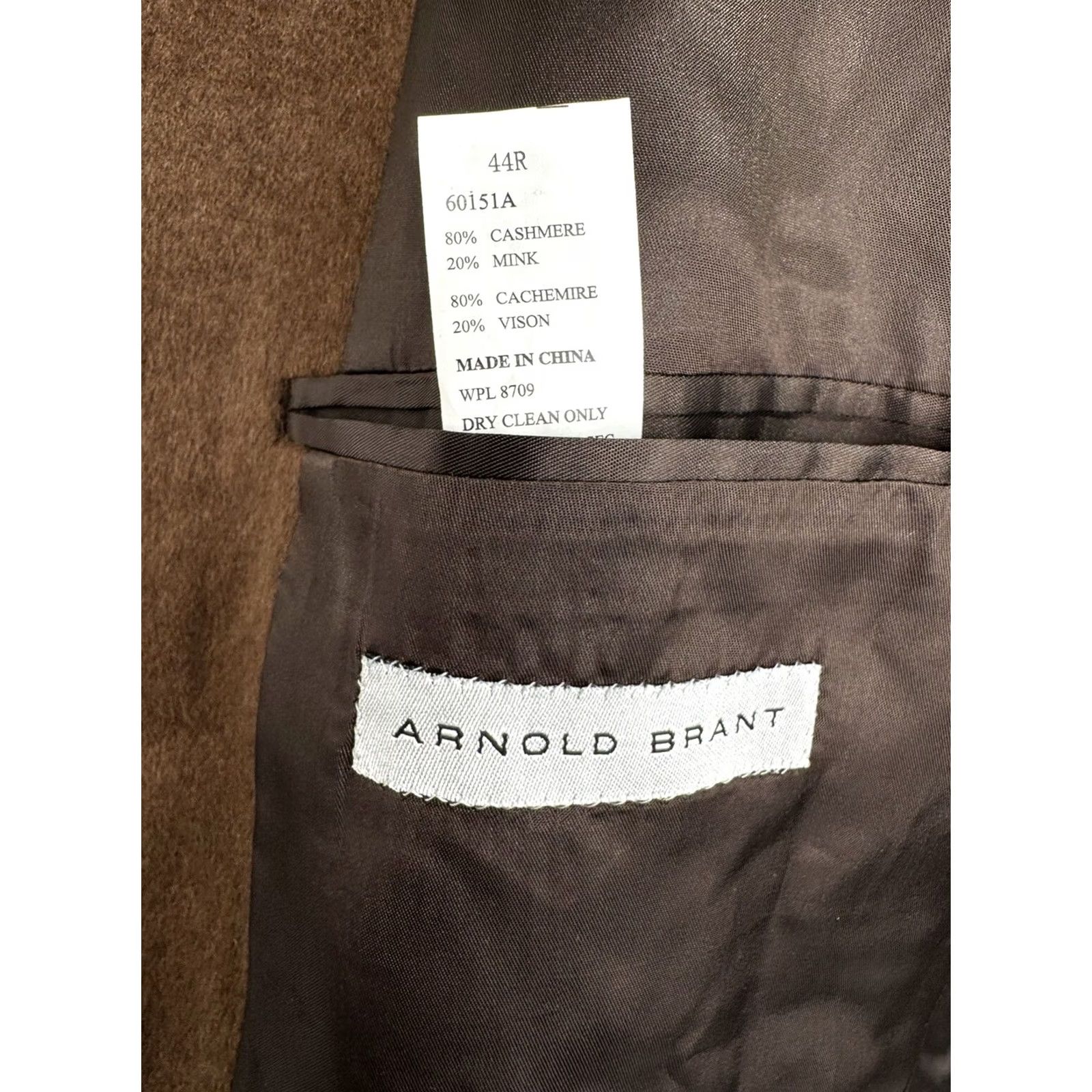 Vintage Arnold Brant Blazer Mens 44 Brown Mink / Cashmere - MINT Vintage? Size 44R - 8 Thumbnail