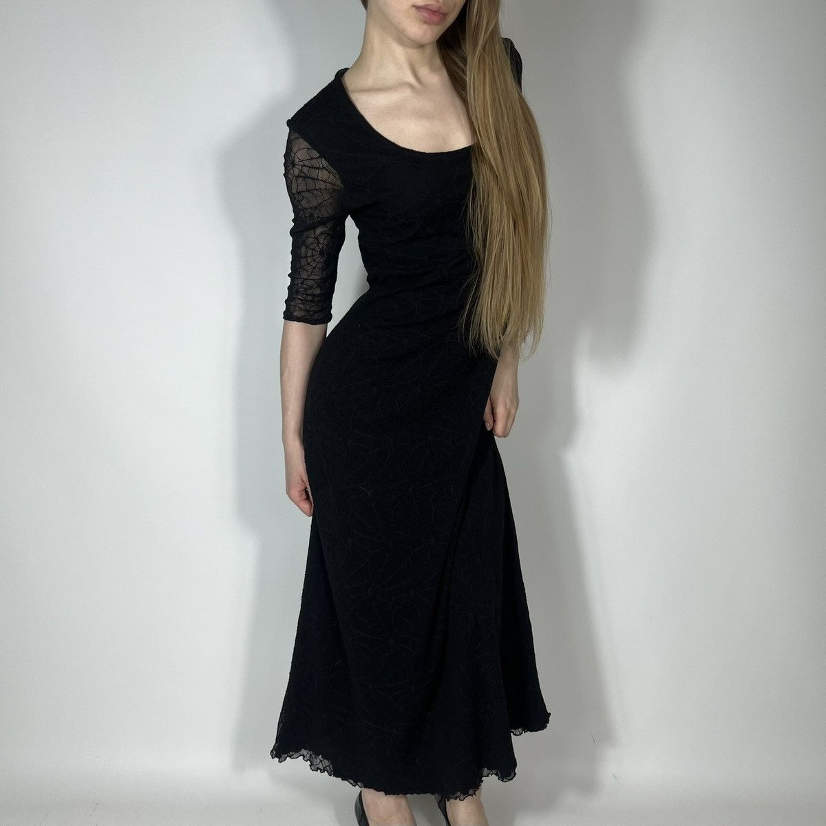 Japanese Brand Vintage Y2K Raven Gothic Opium Style Web Monogram Mesh Dress Size L / US 10 / IT 46 - 1 Thumbnail