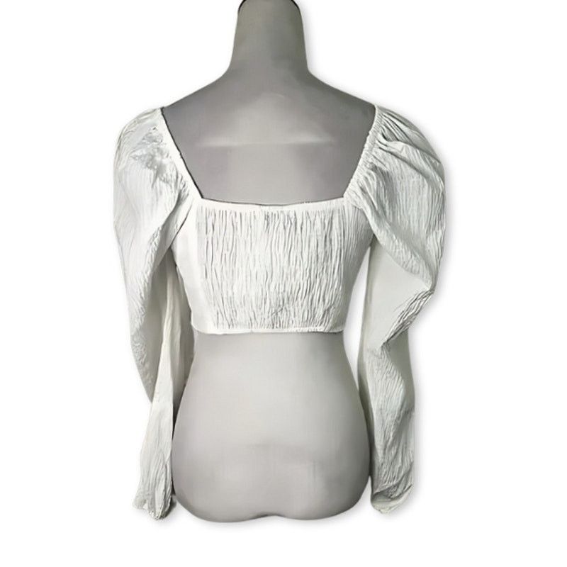 Topshop Topshop Crop Top Lace Up Front Long Sleeve Cropped White 6 Size M / US 6-8 / IT 42-44 - 5 Thumbnail