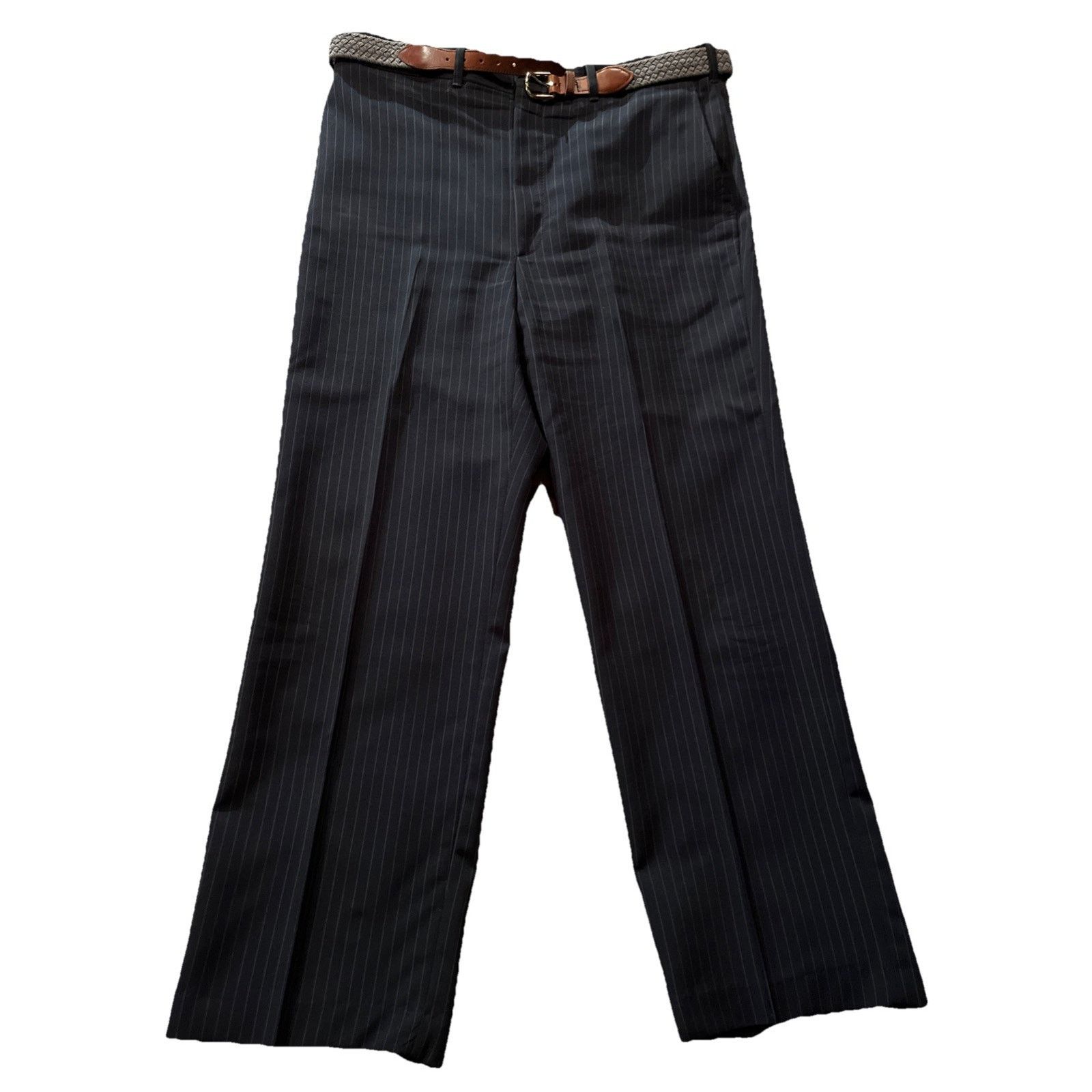 Haggar Haggar Vintage Pants Men 36x29 Navy Blue Stripe Dacron Rayon Size US 36 / EU 52 - 1 Thumbnail