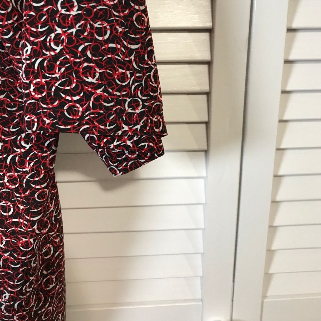 Other ERENA Vintage Red Geometric Collared ¾ Sleeve Blouse 20W Size 3XL / US 20-22 - 5 Thumbnail