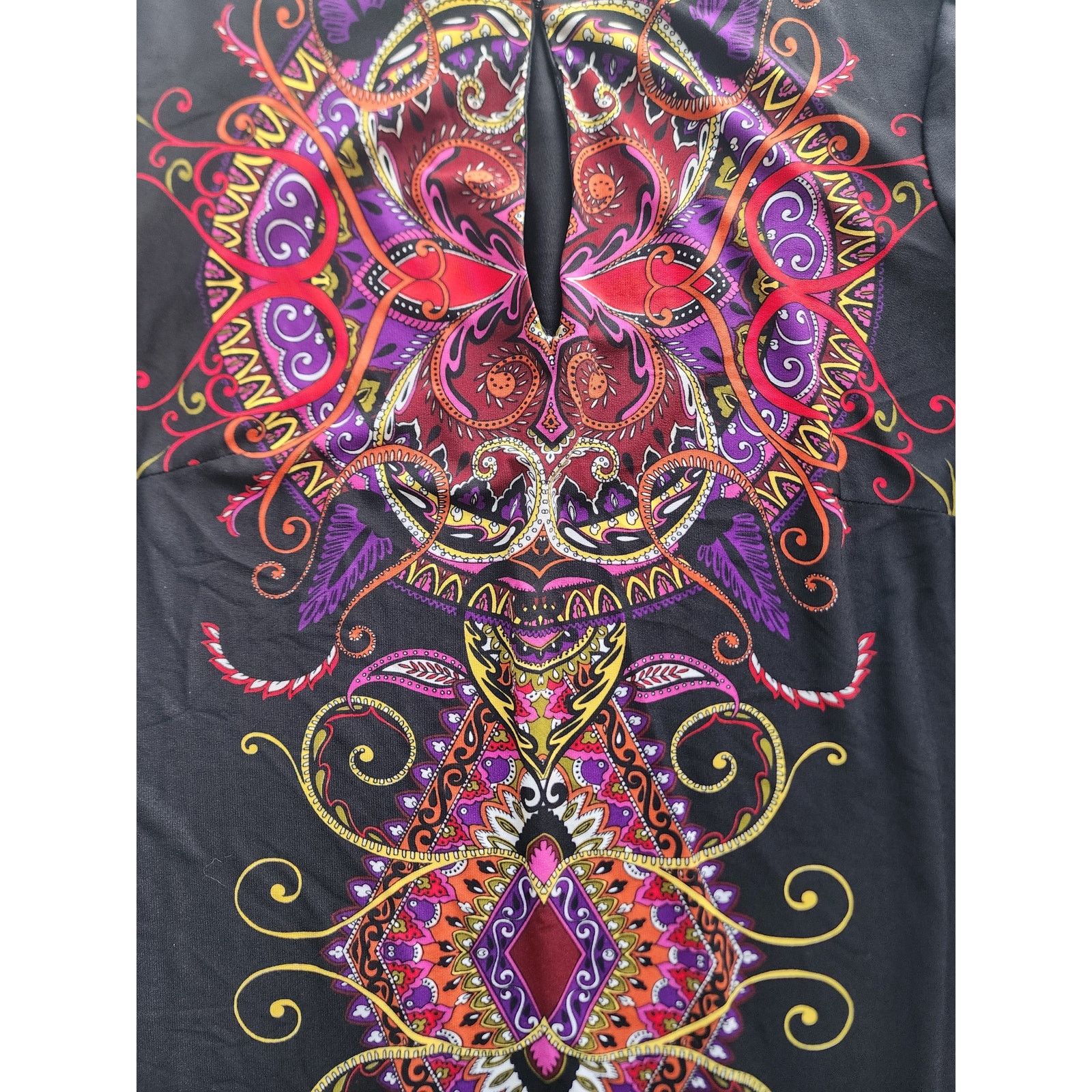 Other Emma & Michele Black Multicolor Paisley Shift Midi Dress Size M / US 6-8 / IT 42-44 - 11 Thumbnail