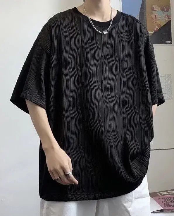 Japanese Brand Ichiko x Airi Korean fashion black wave pleats top tee Size US M / EU 48-50 / 2 - 8 Thumbnail