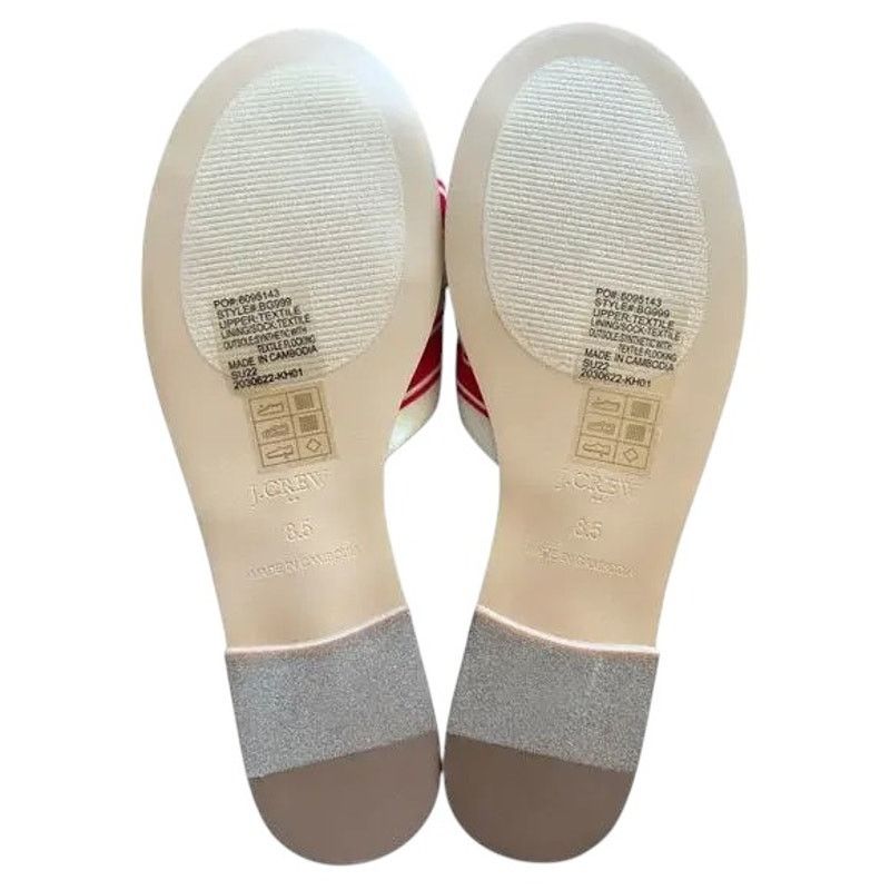 J.Crew J.CREW Red/ Ivory Stripe Print Knot Slide Sandals, US8.5 Size US 8.5 / IT 38.5 - 5 Thumbnail