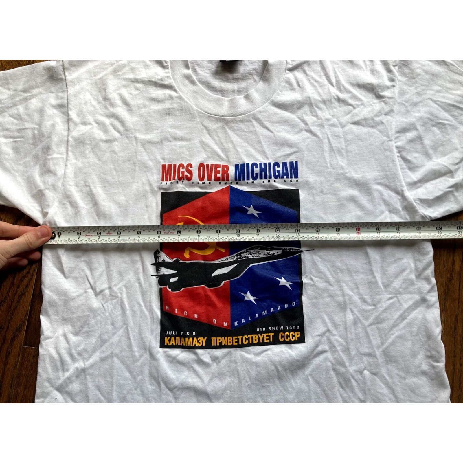 Vintage Vintage 1990s Migs Over Michigan Air Show Shirt Large USA Blue Angels Graphic Tee Size US L / EU 52-54 / 3 - 6 Thumbnail