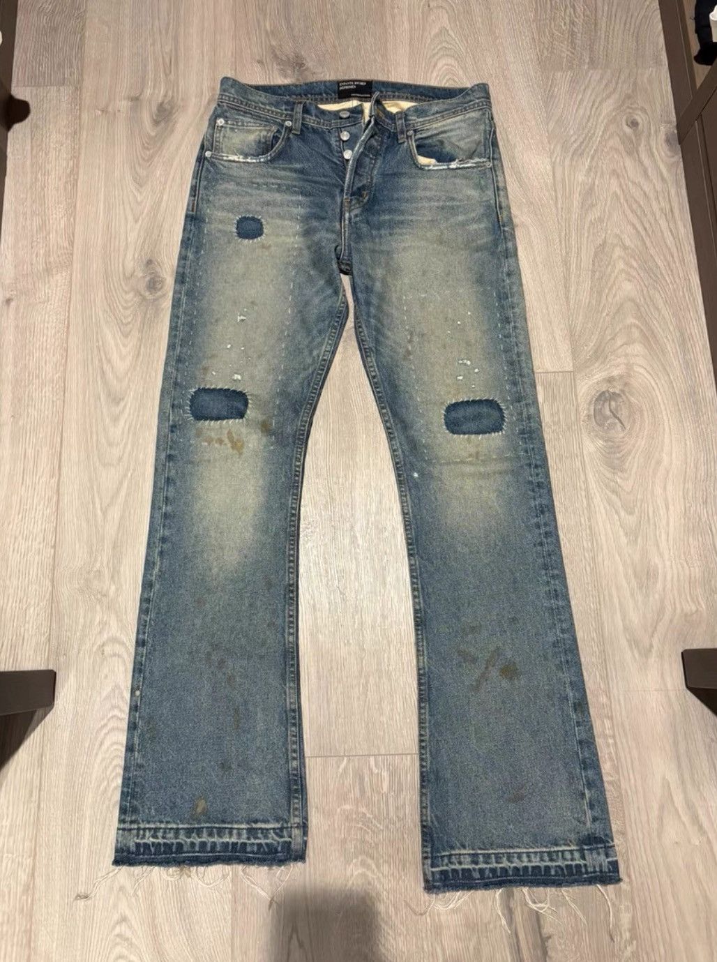 ERD パッチ加工 damage flared jeans Enfants Riches Deprimes ERD ss24 distressed patch micro