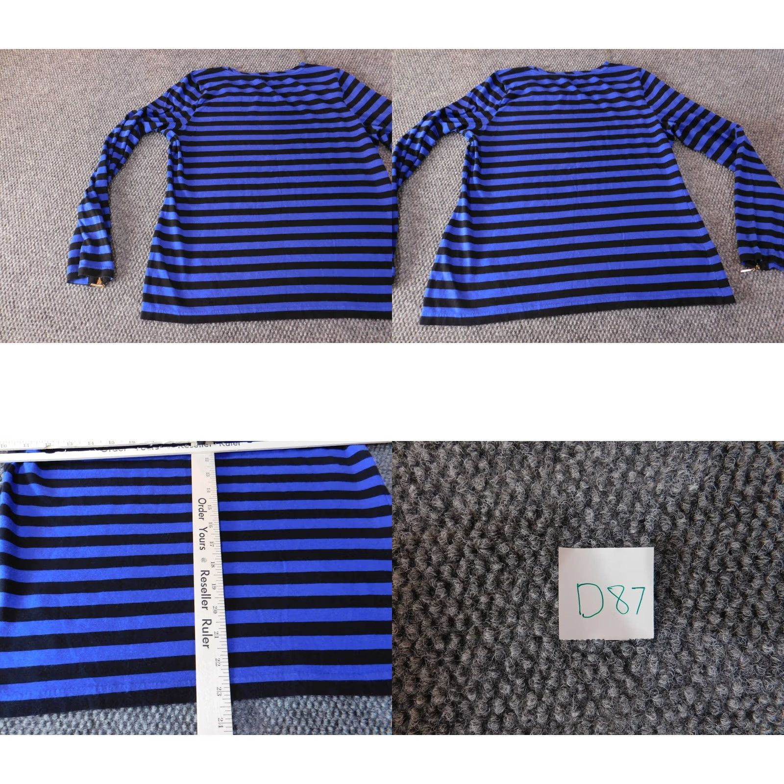 Anne Klein Anne Klein Womens Blouse XL Blue Striped Crew Neck Pullover Stretch Bell Sleeve Long Sleeve Casual Regular Size XL / US 12-14 / IT 48-50 - 8 Thumbnail