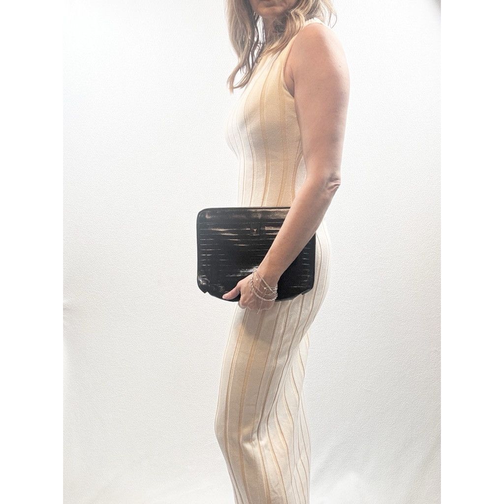 Valentino Vintage Mario Valentino Black Embossed Leather Clutch Size ONE SIZE - 6 Thumbnail