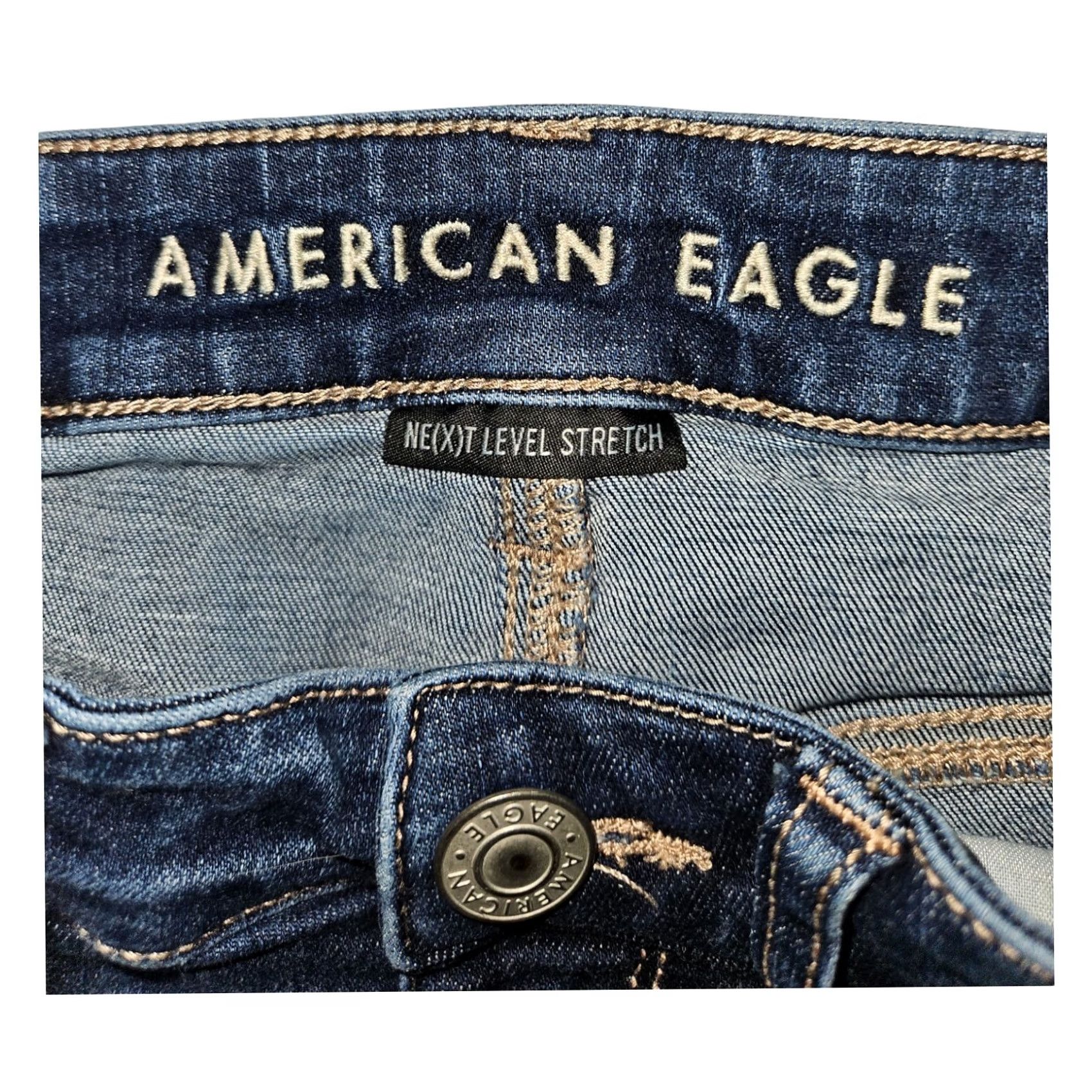American Eagle Outfitters VINTAGE American Eagle High Rise Jegging Crop Women's 6 Blue Distressed Preppy City Hipster Casual Girls Size 28" / US 6 / IT 42 - 3 Thumbnail