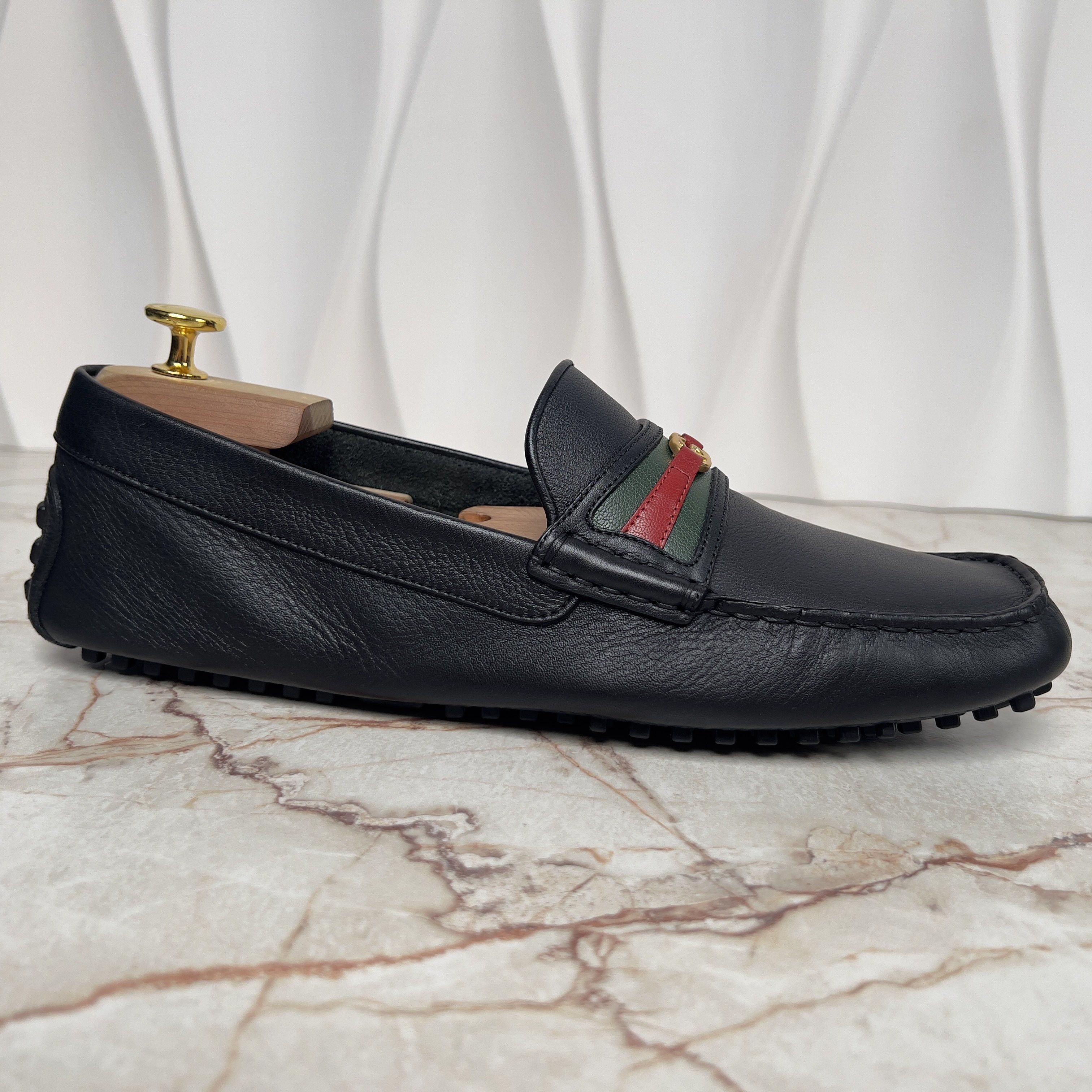 Gucci Web Moccasins GG Logo Black Leather Size US 9.5 / EU 42-43 - 5 Thumbnail