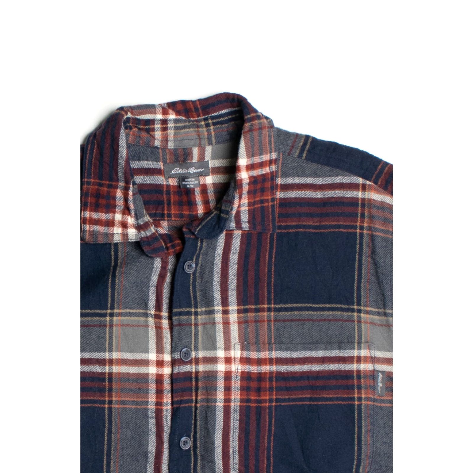 Eddie Bauer VINTAGE Eddie Bauer Plaid Flannel Shirt Navy Red Gray Medium Long Sleeve Mens Size US M / EU 48-50 / 2 - 2 Thumbnail