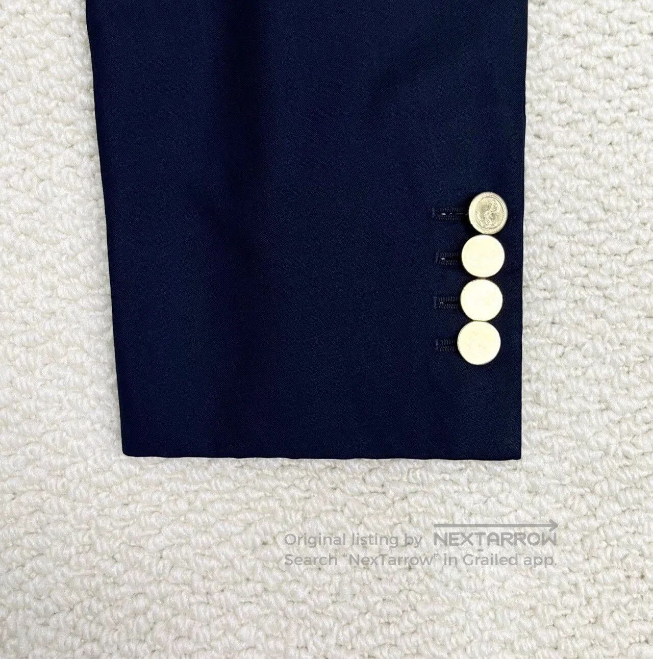 Thom Browne navy blue striped blazer with gold buttons. Size US S / EU 44-46 / 1 - 8 Thumbnail