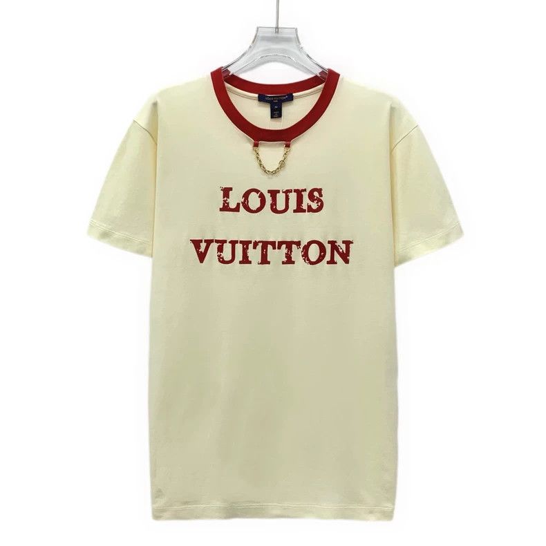 Louis Vuitton Louis Vuitton Crewneck short-sleeve T-shirt in beige logo Size M / US 6-8 / IT 42-44 - 1 Thumbnail
