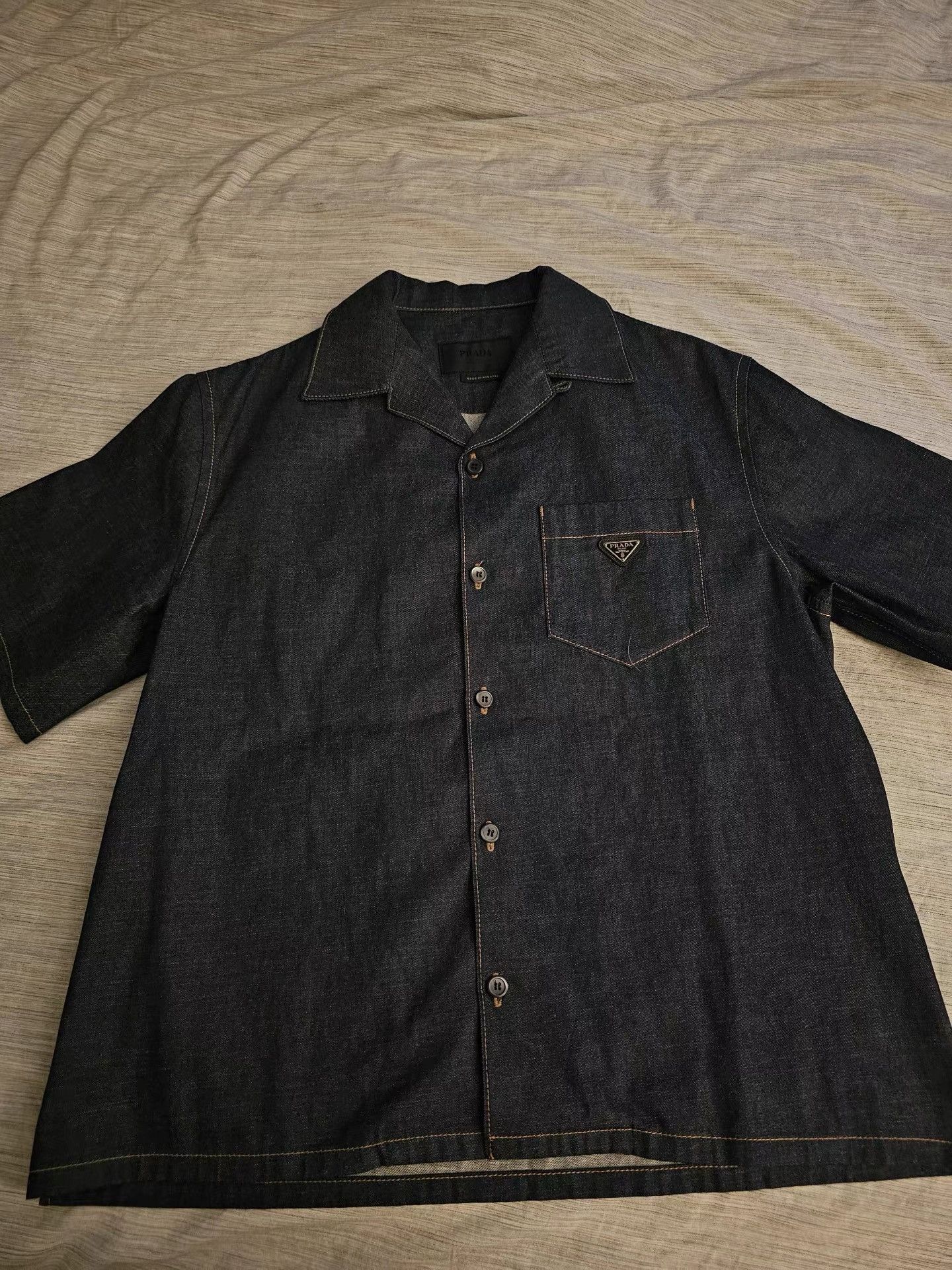 Prada Prada 25FW Men's New Denim Short-Sleeve Shirt K30 Size US XL / EU 56 / 4 - 2 Thumbnail