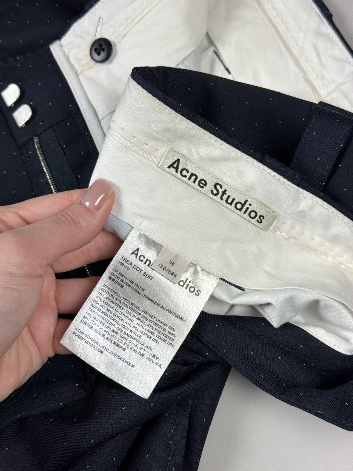 Acne Studios Acne Studios Trea Dot Suit Cropped Wool Dress Pants Trousers Size 25" / US 0 / IT 36 - 13 Thumbnail
