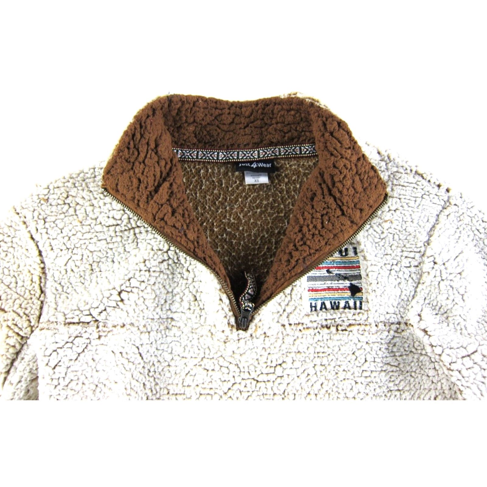 Vintage VTG Just 4 Wear Maui Hawaii Fleece Sherpa 1/4 Zip Fleece Pullover Jacket Men XS Size US XS / EU 42 / 0 - 7 Thumbnail