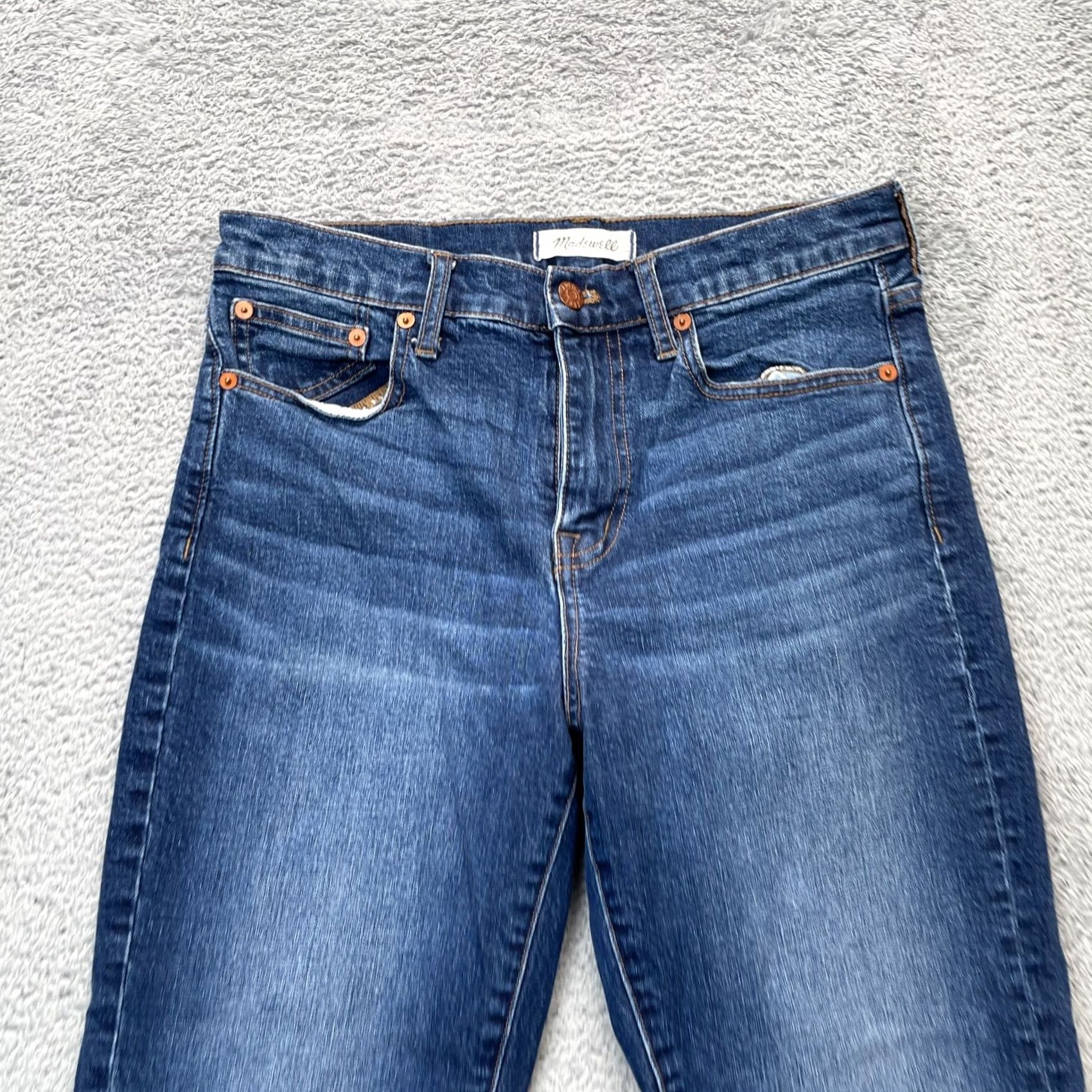 Madewell Madewell Jeans Womens 28 Blue Cruiser Straight Leg Whiskered Denim Logo Mid Rise Shirt? Size 28" / US 6 / IT 42 - 6 Thumbnail