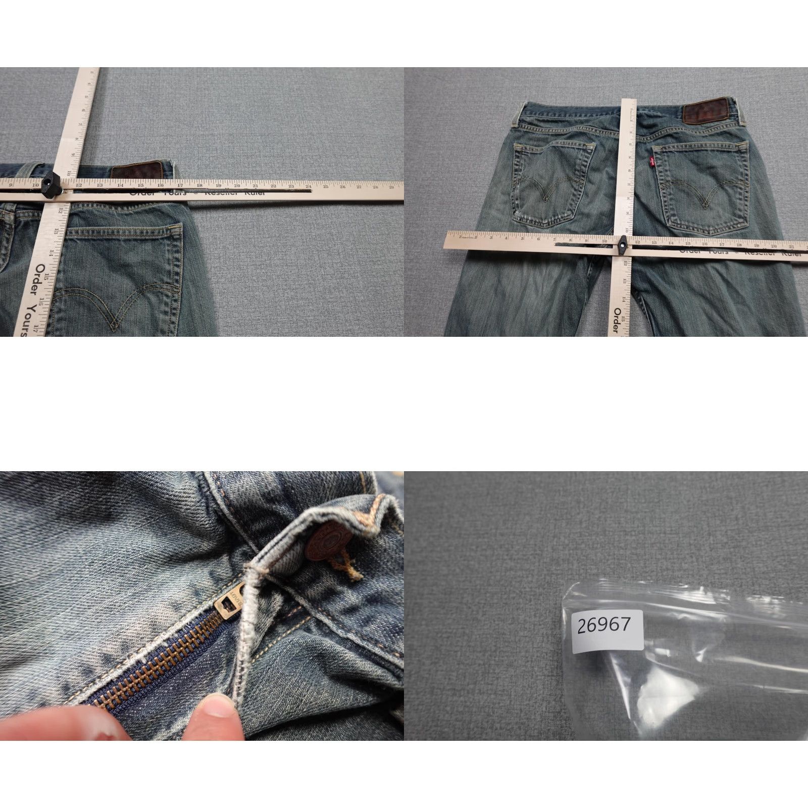 Levi's Levi's Jeans Mens 34x30 Blue Distressed Straight Leg Denim Red Tab 5-Pocket Zipper Zip Fly Mid Rise Regular Fit Boys/Adults? Size US 34 / EU 50 - 8 Thumbnail