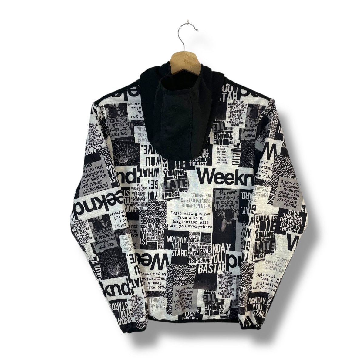 20471120 SHISKY NEWSPAPER WORDING ANARCHY SEDITIONARIES PUNK JACKET Size US S / EU 44-46 / 1 - 2 Thumbnail
