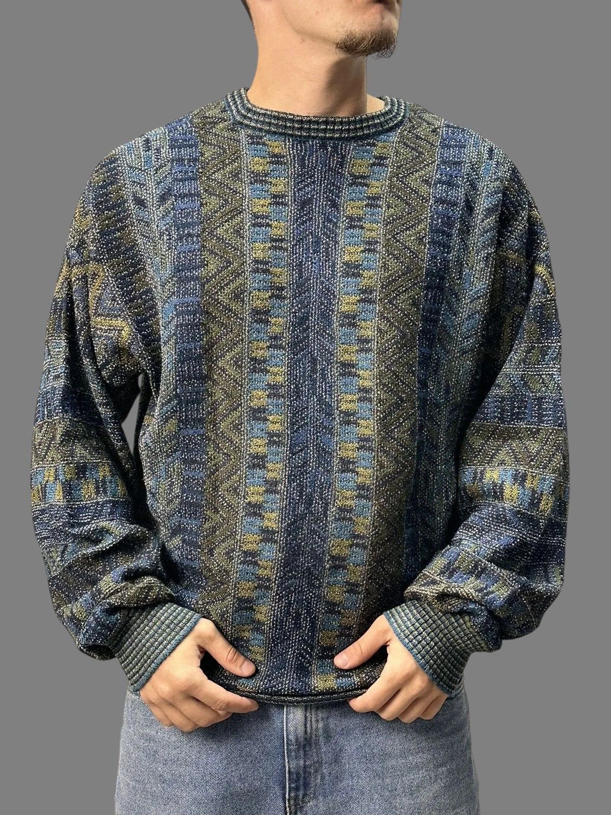 Coogi Vintage Harald’s Blue Pattern Knit Sweater Size 52 Size US L / EU 52-54 / 3 - 2 Thumbnail