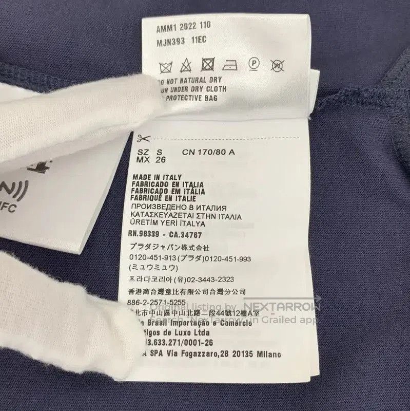 Miu Miu Miu Miu Navy Cotton T-Shirt with Collar . Size XS / US 0-2 / IT 36-38 - 7 Thumbnail