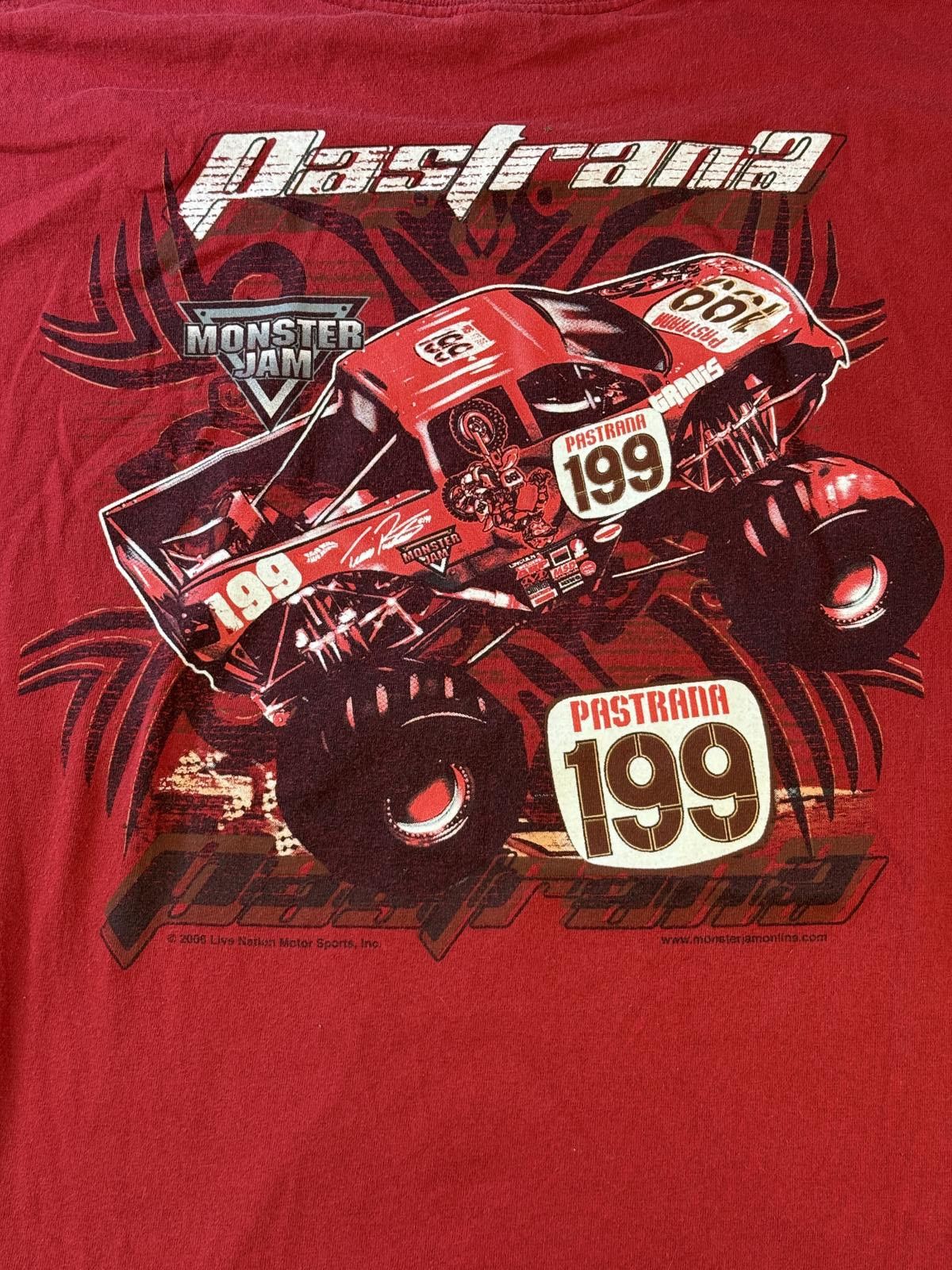 Y2K Travis Pastrana T-shirt Monster Jam #199 Motocross 2XL, image size:1200x1600