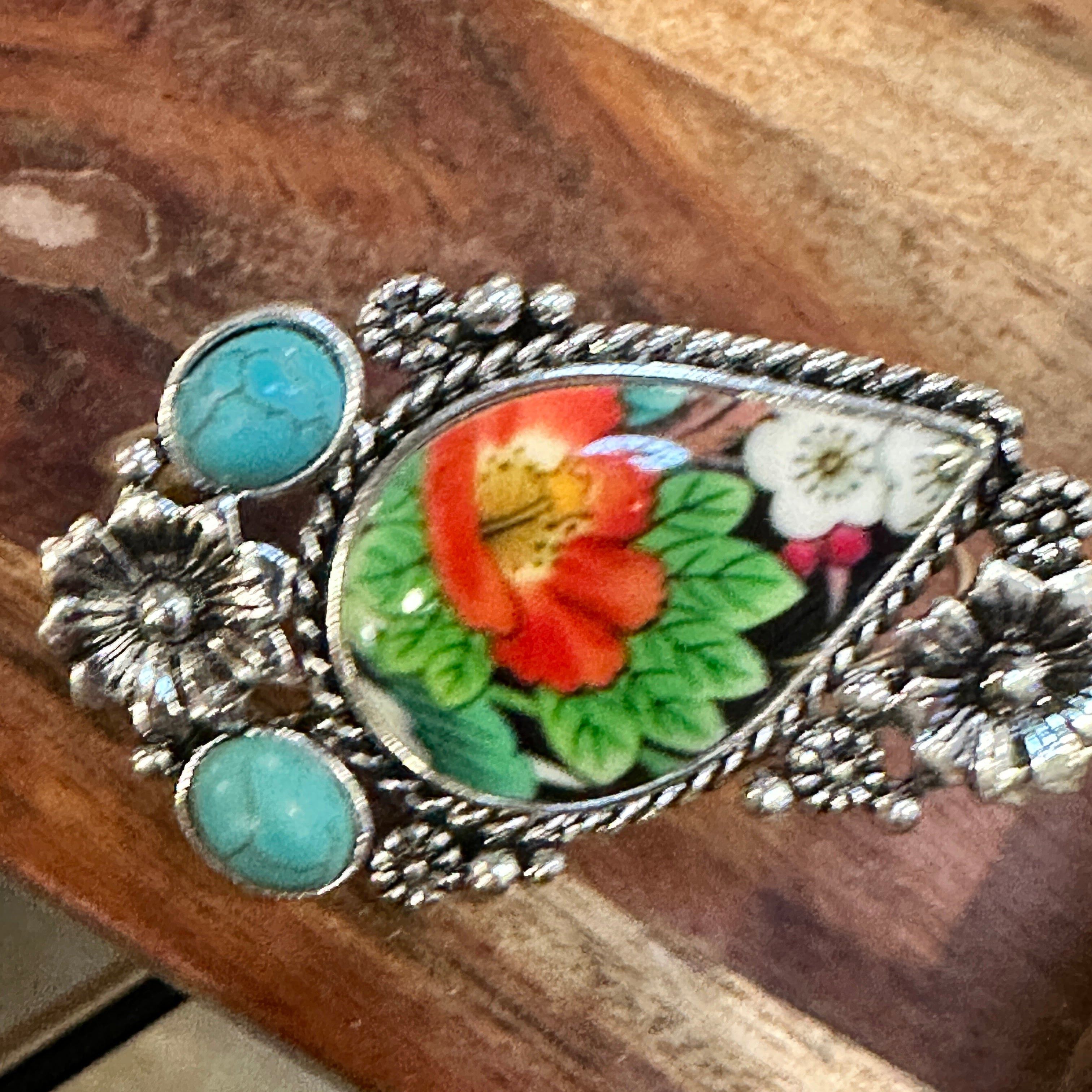 Other Boho Southwestern Turquoise Blossom Teardrop Resin Floral Ba Size ONE SIZE - 8 Thumbnail