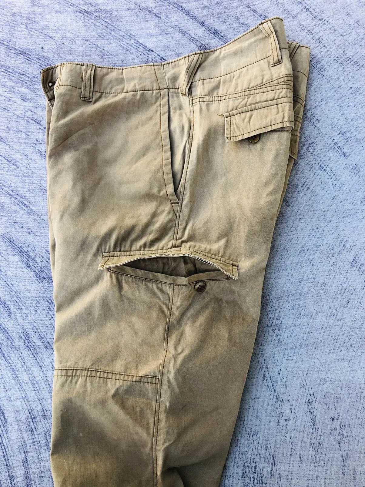 Designer × Japanese Brand × Vintage Faded Begie Cargo Trousers With 6 Pocket Workware Size US 33 - 12 Thumbnail