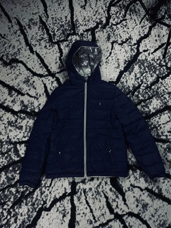 Silver Navy Blue Double-Face Down Jacket XS