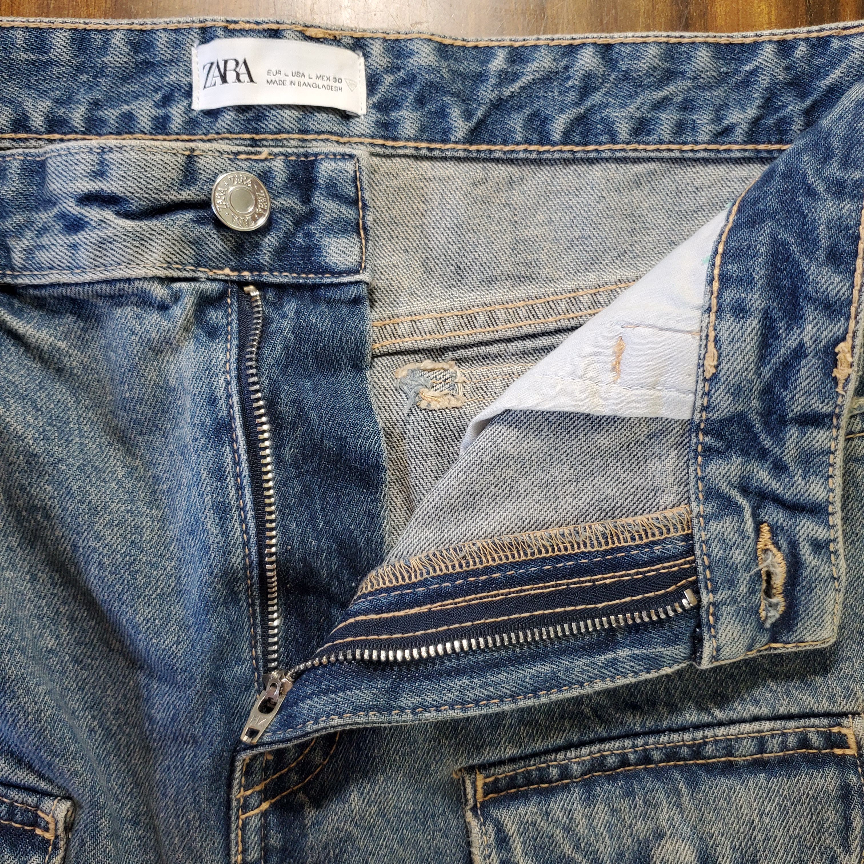 Zara Zara Size L NEW Jean Skirt Denim 100% Cotton Blue Med Wash Size 34" / US 12 / IT 48 - 8 Thumbnail