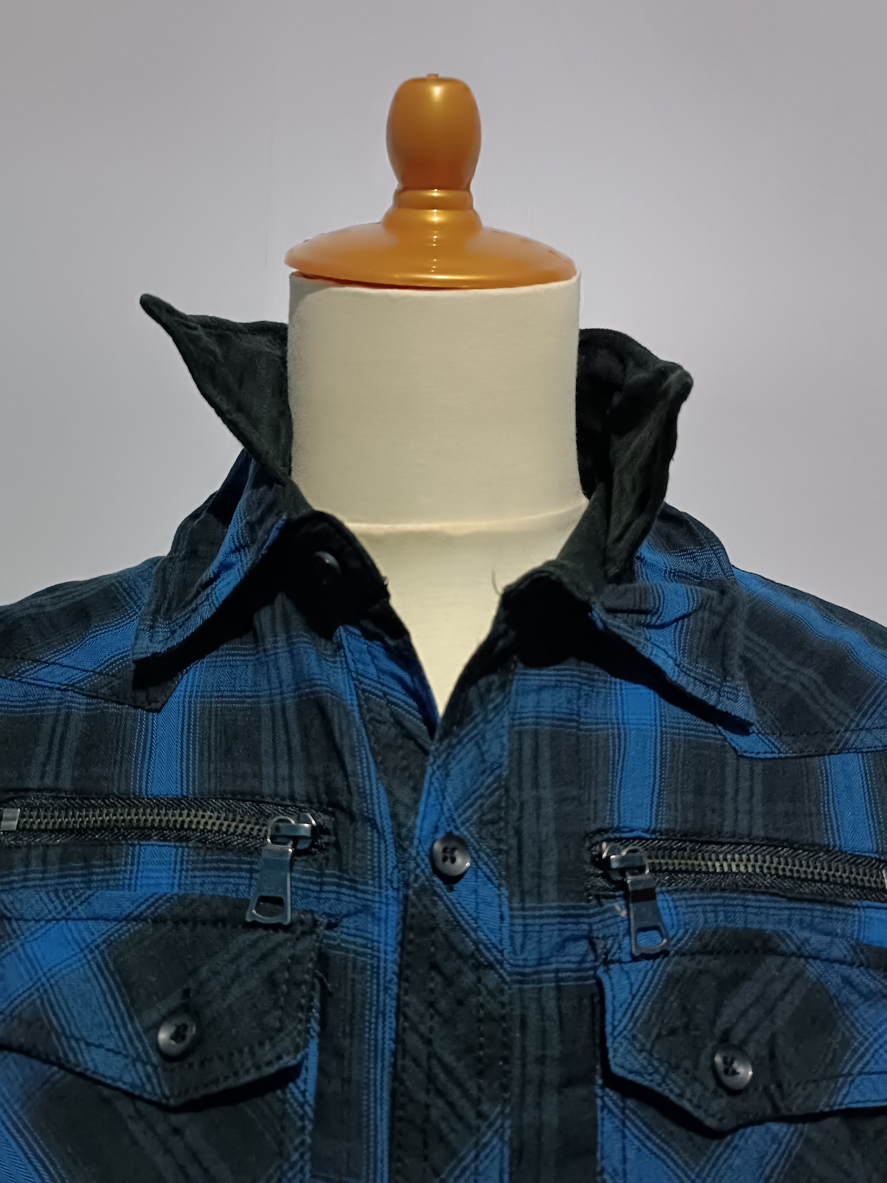 In The Attic × Japanese Brand In The Attic Black and Blue Checkered Double Layer Shirt Size US M / EU 48-50 / 2 - 3 Thumbnail