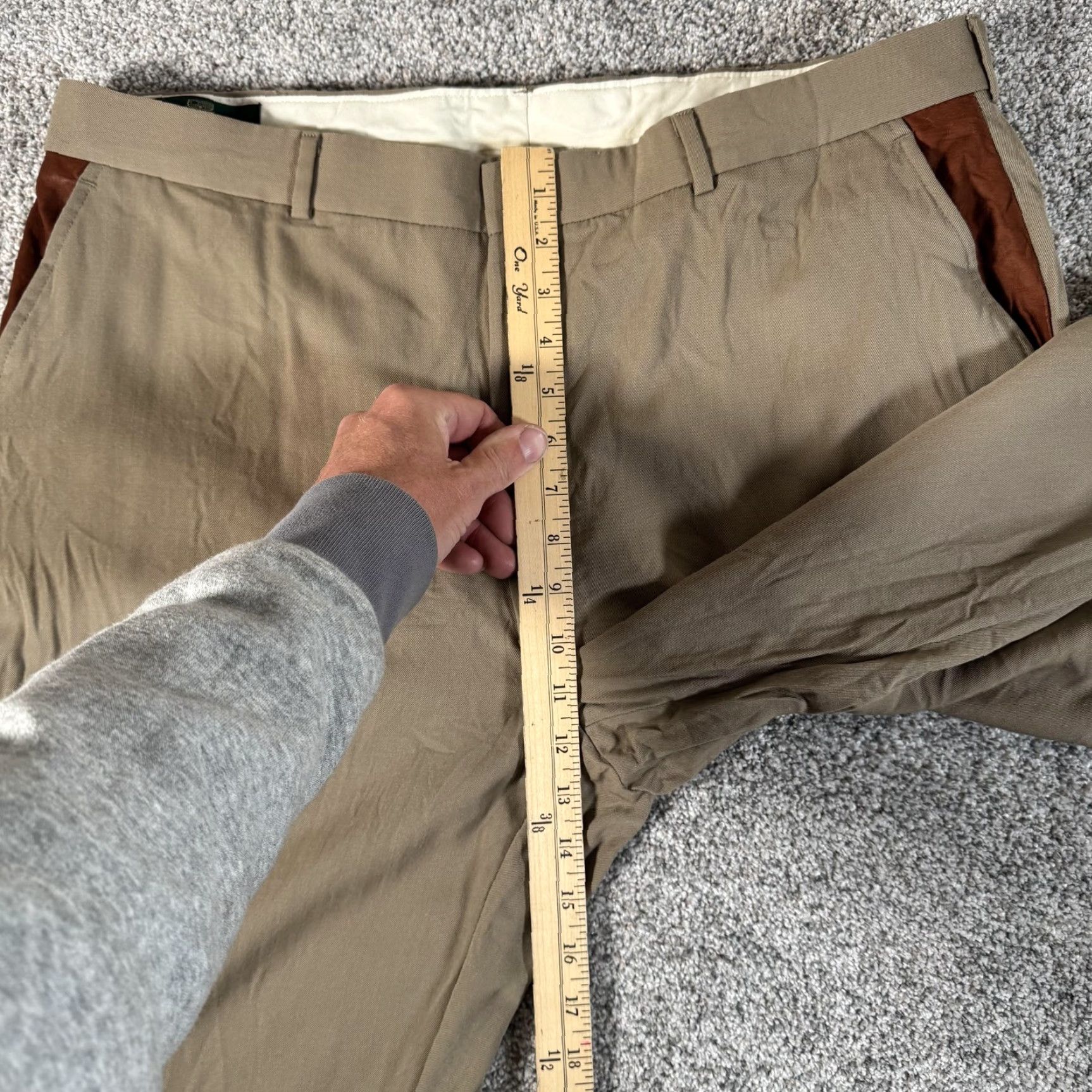 Orvis VINTAGE Orvis Dress Pants Mens 38x28 Khaki 100% Worsted Wool Flat Front Cuffed Pockets Beige Retro 90s 00s Mens Size US 38 / EU 54 - 5 Thumbnail