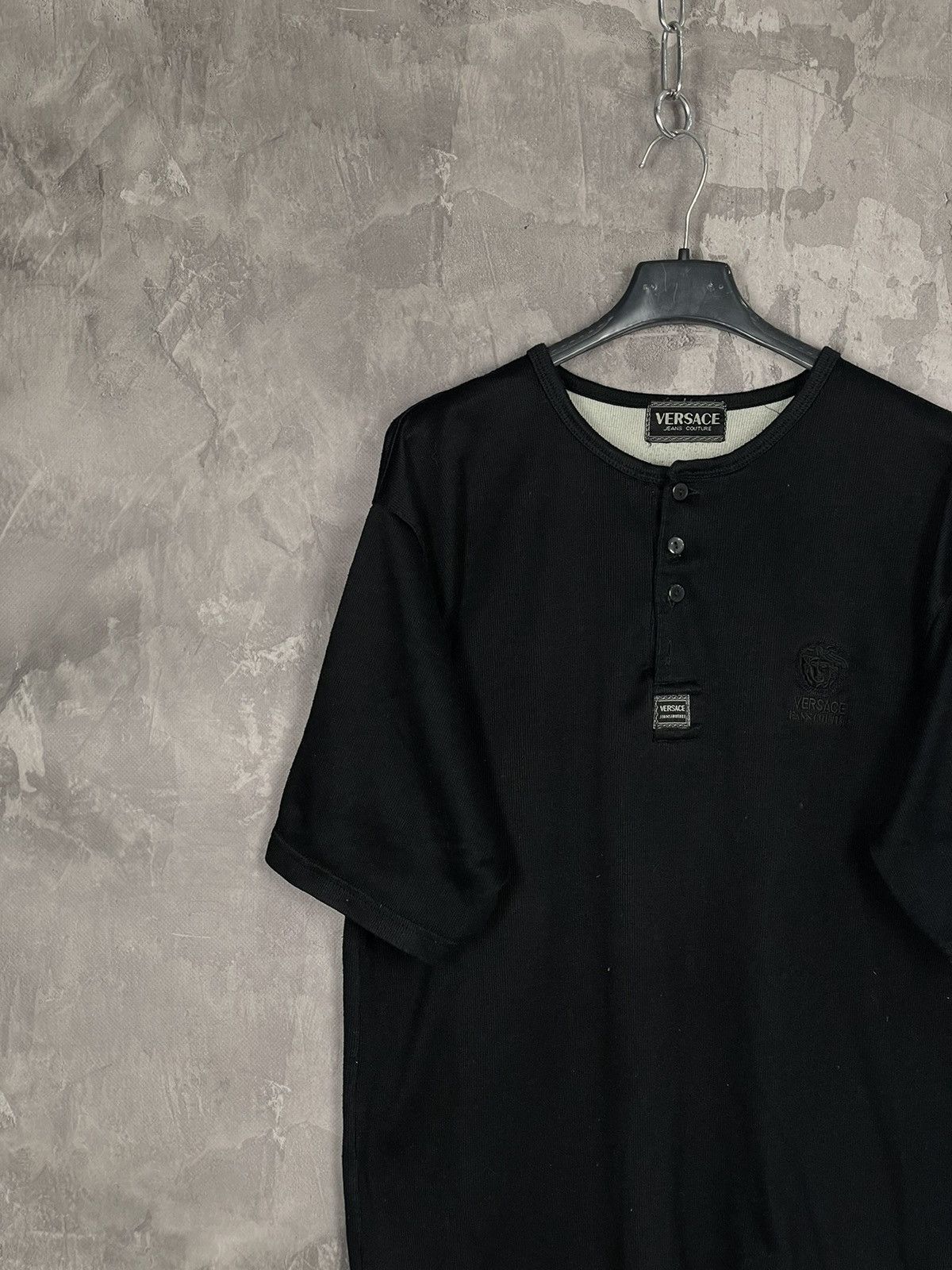 Versace × Versace Jeans Couture × Vintage 00's Y2K Versace Jeans Couture Black Retro Polo Shirt Size US L / EU 52-54 / 3 - 3 Thumbnail