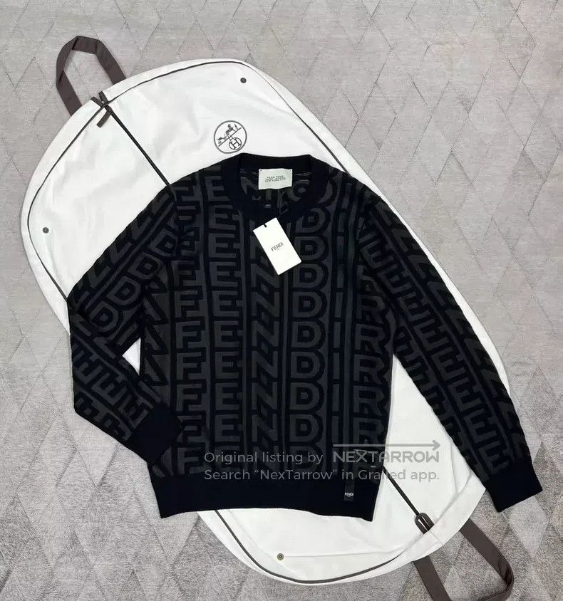 Fendi Fendi Logo All-Over Printed Wool Sweater Size US M / EU 48-50 / 2 - 1 Thumbnail