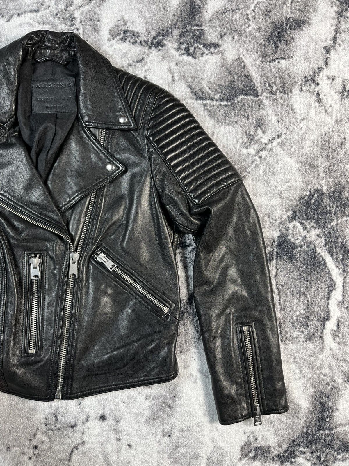 Allsaints AllSaints Leather Biker Jacket Moto Women’s S Black Size S / US 4 / IT 40 - 3 Thumbnail