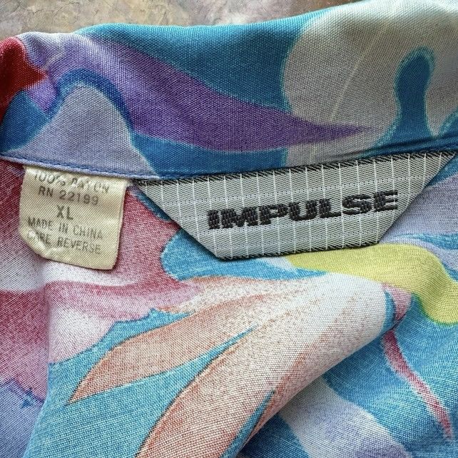 Impulse × Vintage VINTAGE 1990s IMPULSE RAYON HAWAIIAN SHIRT FLORAL MENS XL Size US XL / EU 56 / 4 - 5 Thumbnail