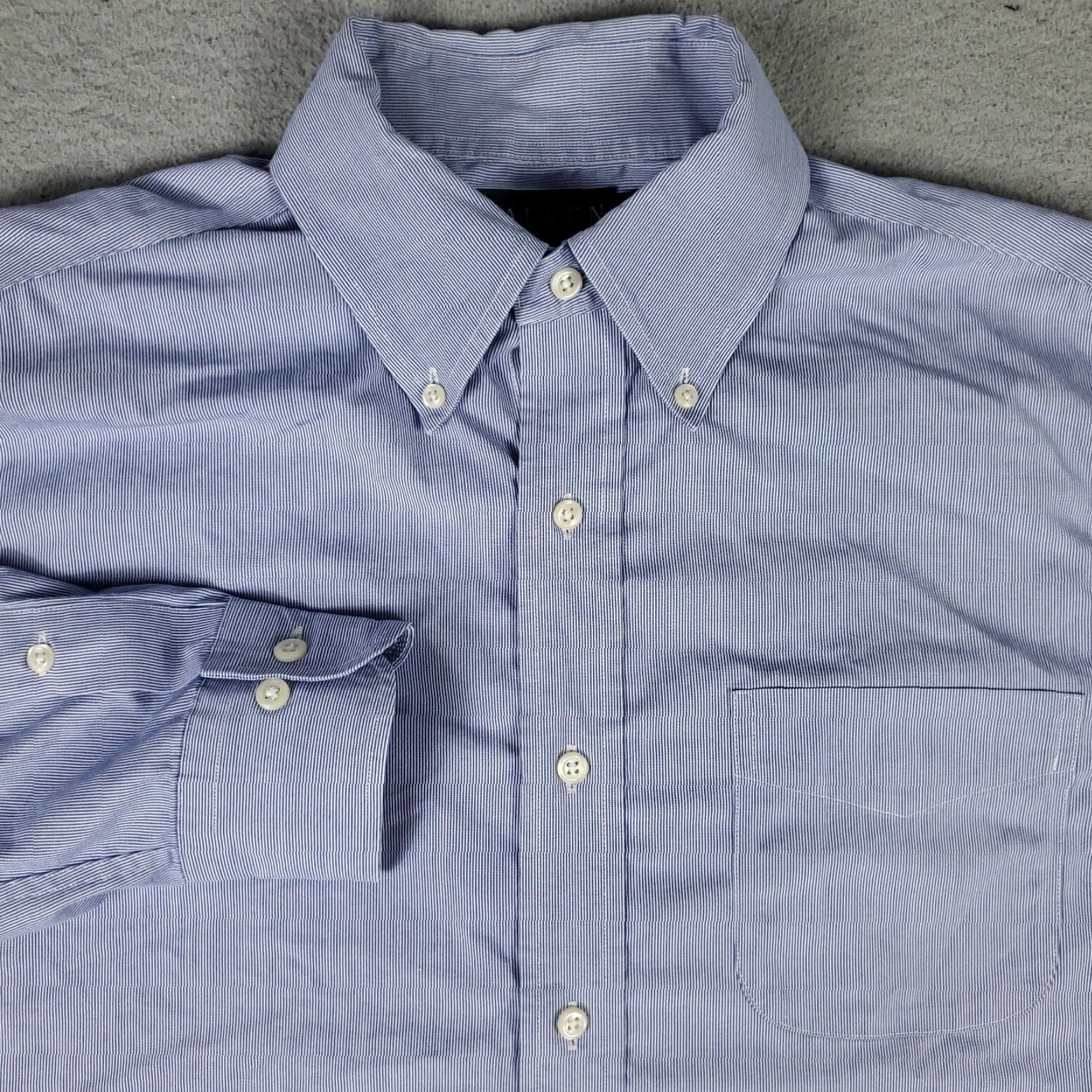 Ralph Lauren Ralph Lauren Dress Shirt Male 16 Blue Stripe Button Up Long Sleeve Non-Iron Regular Fit Adult Medium Blue - Classic American Style Mens Size 42R - 2 Thumbnail