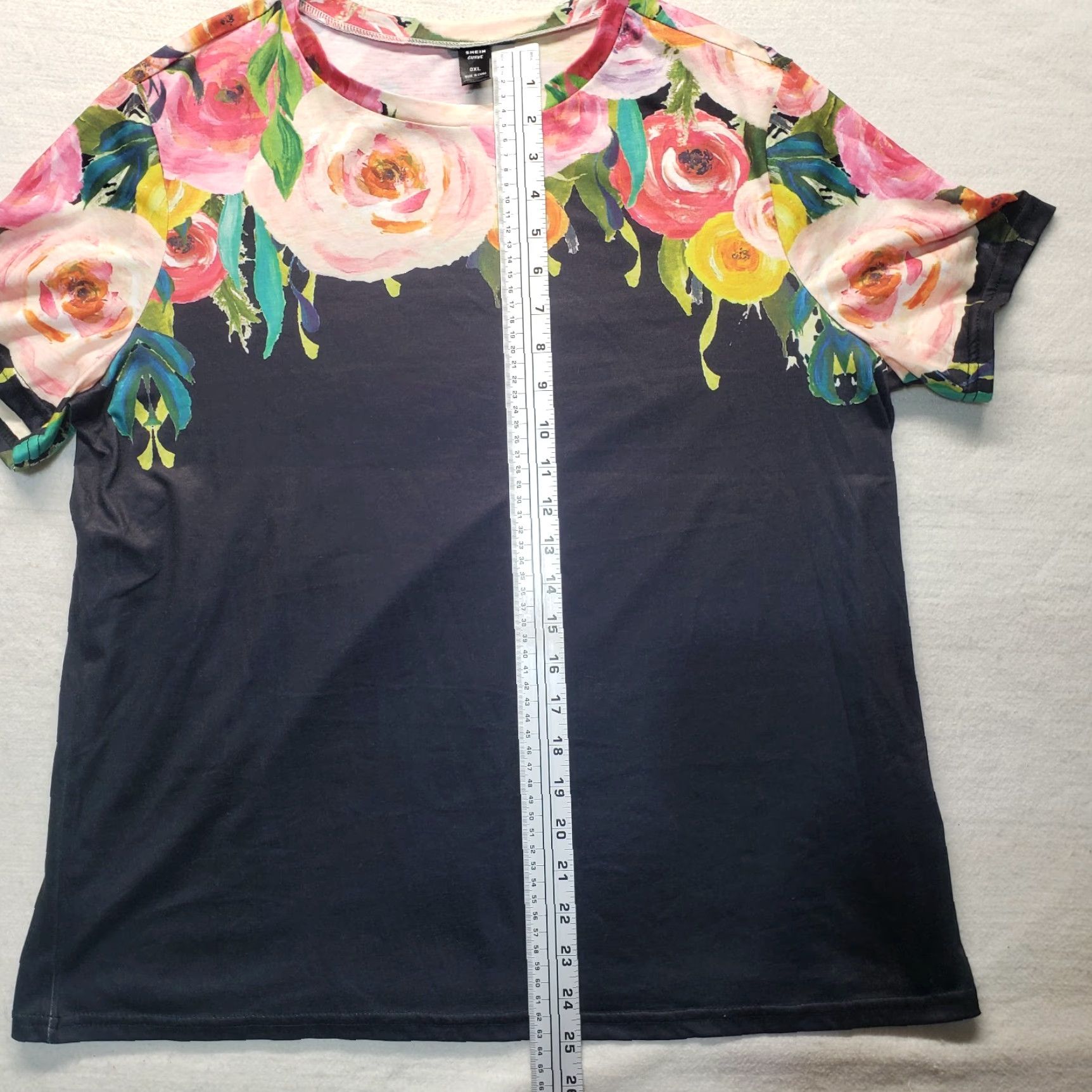 Shein SheIn Shirt Adult Women's Size 0XL Black Floral Short Sleeve Blouse Plus 100% Polyester Womens 90s Flower Theme Size L / US 10 / IT 46 - 5 Thumbnail