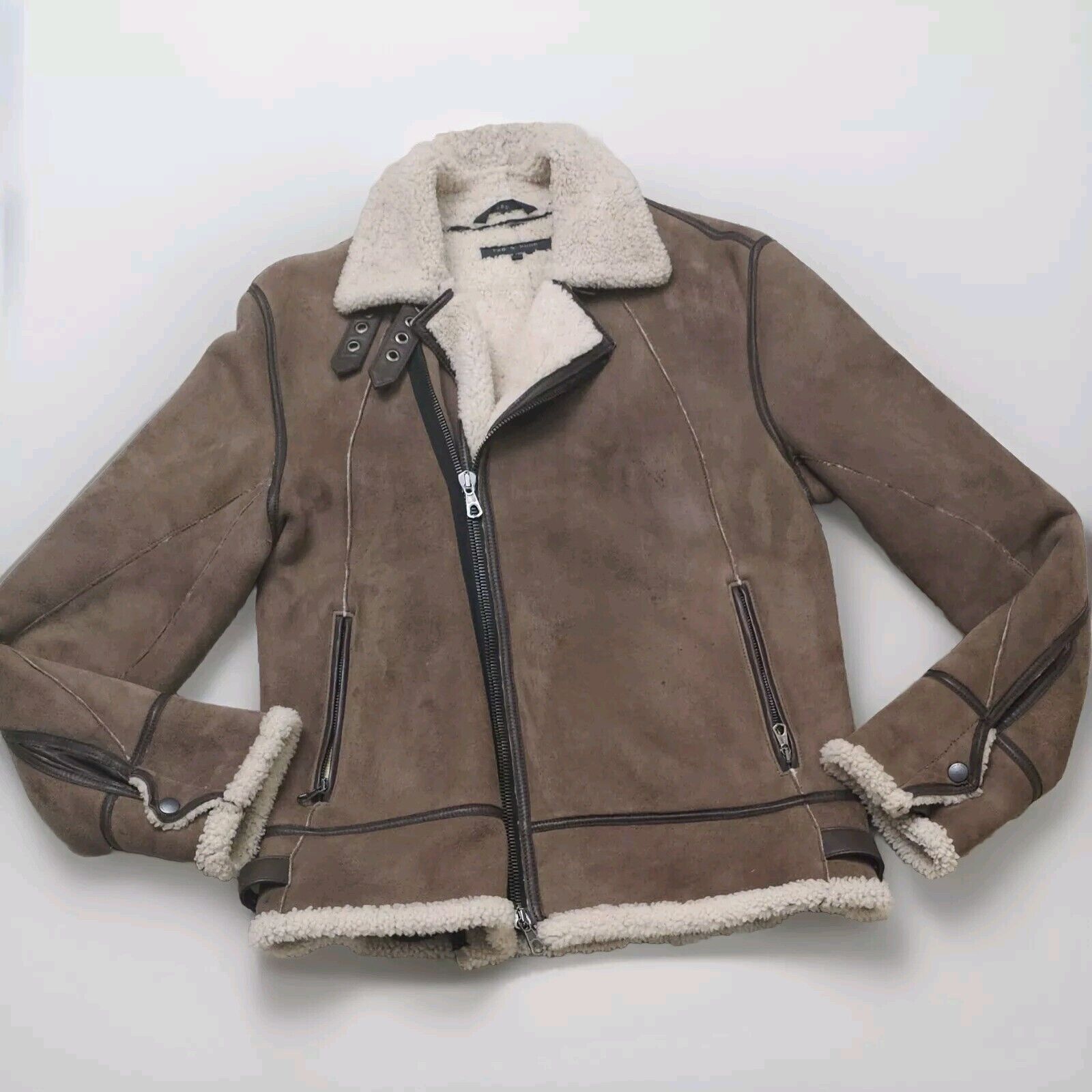 Rag & Bone Rag & Bone Vintage Shearling Lamb Suede Bomber Sz 40 $2295 Size US XXS / EU 40 - 1 Thumbnail