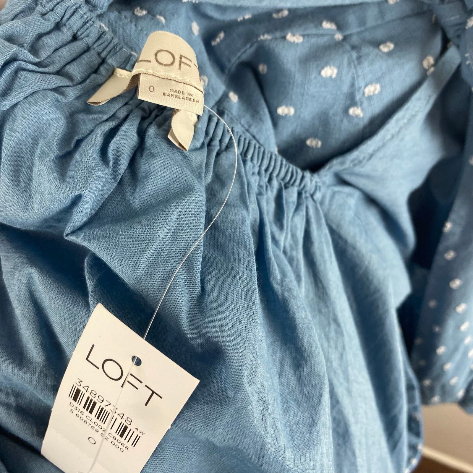 Loft Loft Poolside Blue Swiss Dot Tie Back Flounce Swing Dress Size XS / US 0-2 / IT 36-38 - 8 Thumbnail