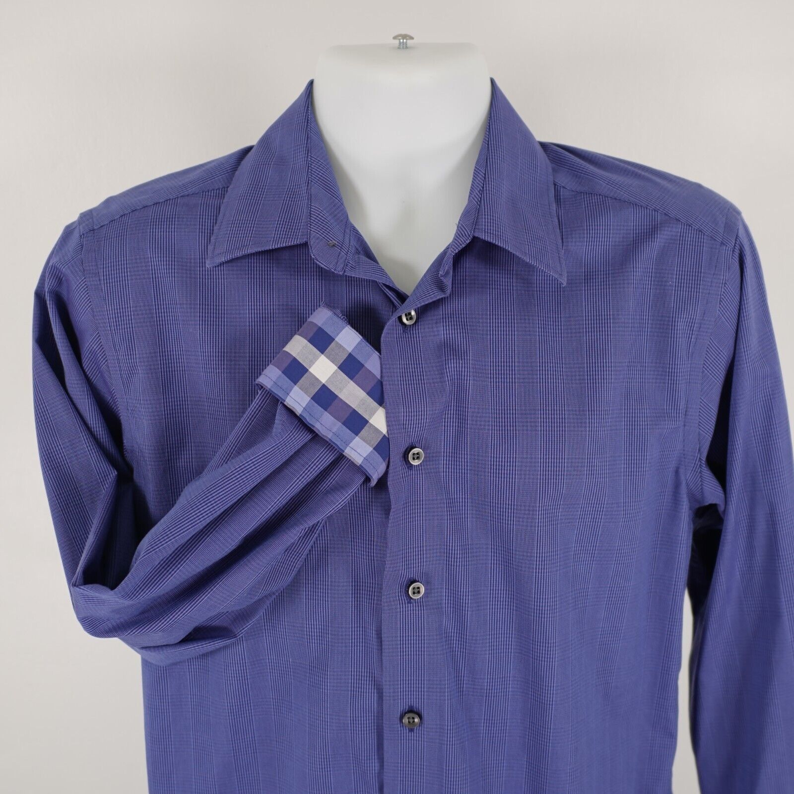 Egara Egara Blue Non Iron Slim Fit Medium Flip Cuff Collared Dress Size US M / EU 48-50 / 2 - 1 Thumbnail