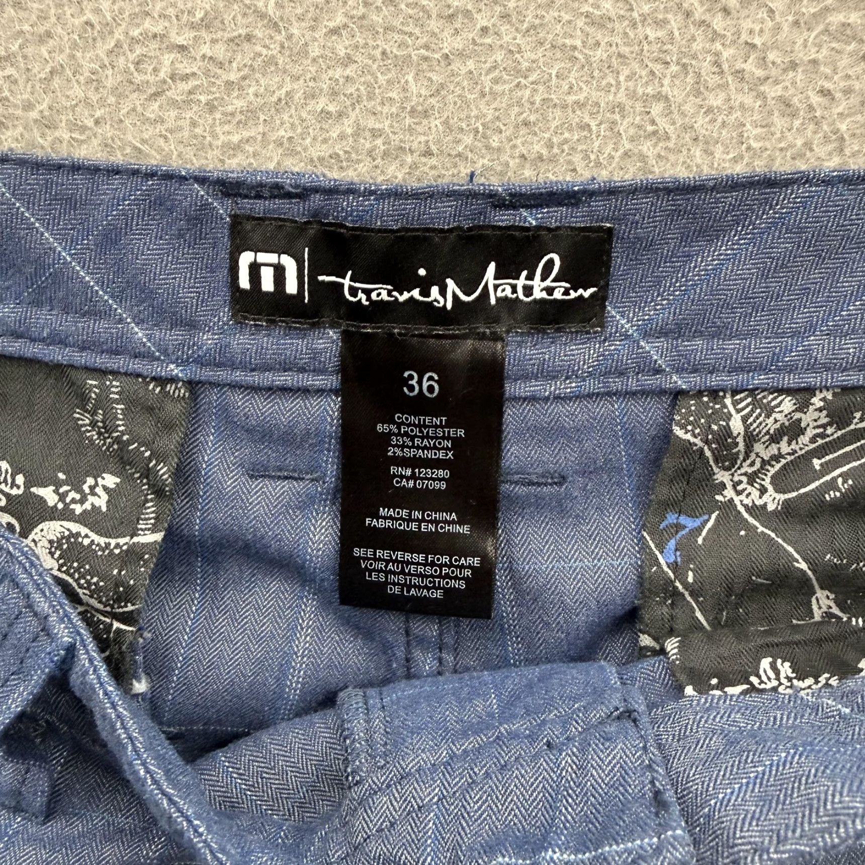 TravisMathew Travis Mathew Shorts Mens 36 Blue Check Chino Stretch Golf 10 Inseam Casual Size US 36 / EU 52 - 3 Thumbnail
