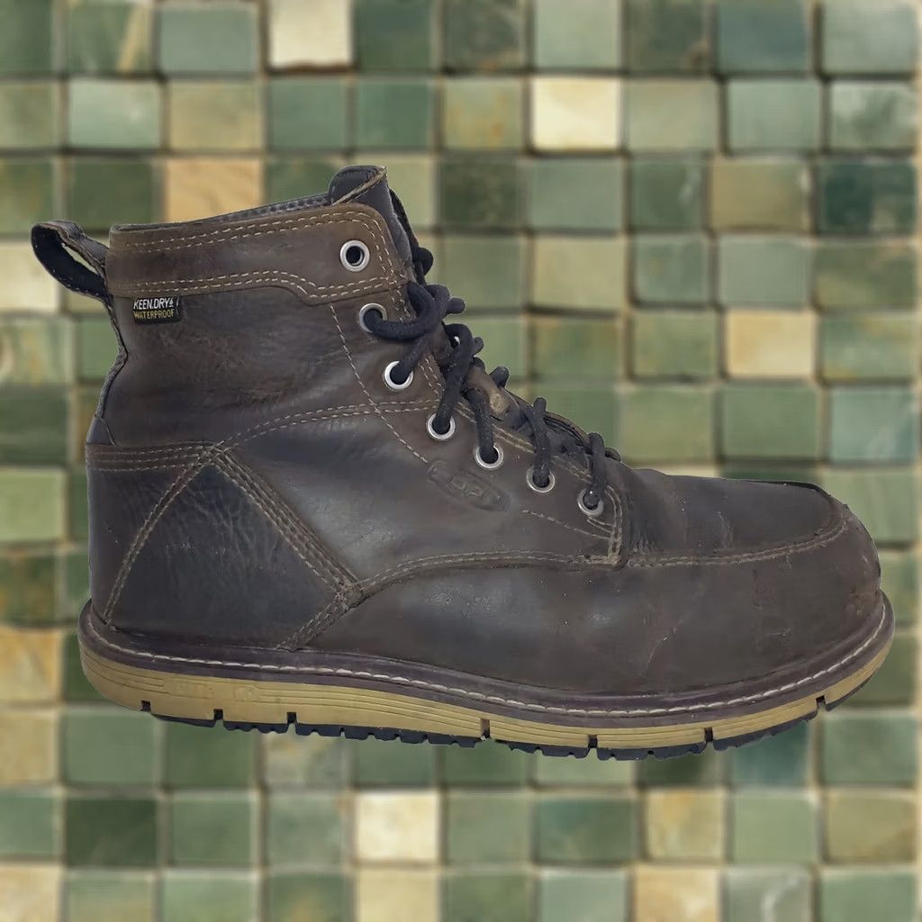 KEEN KEEN Mens San Jose 6" WP Work Boots ALUMINUM TOE Brown Lace Up Leather Rubber Waterproof Size US8.5 Size US 9 / EU 42 - 1 Thumbnail
