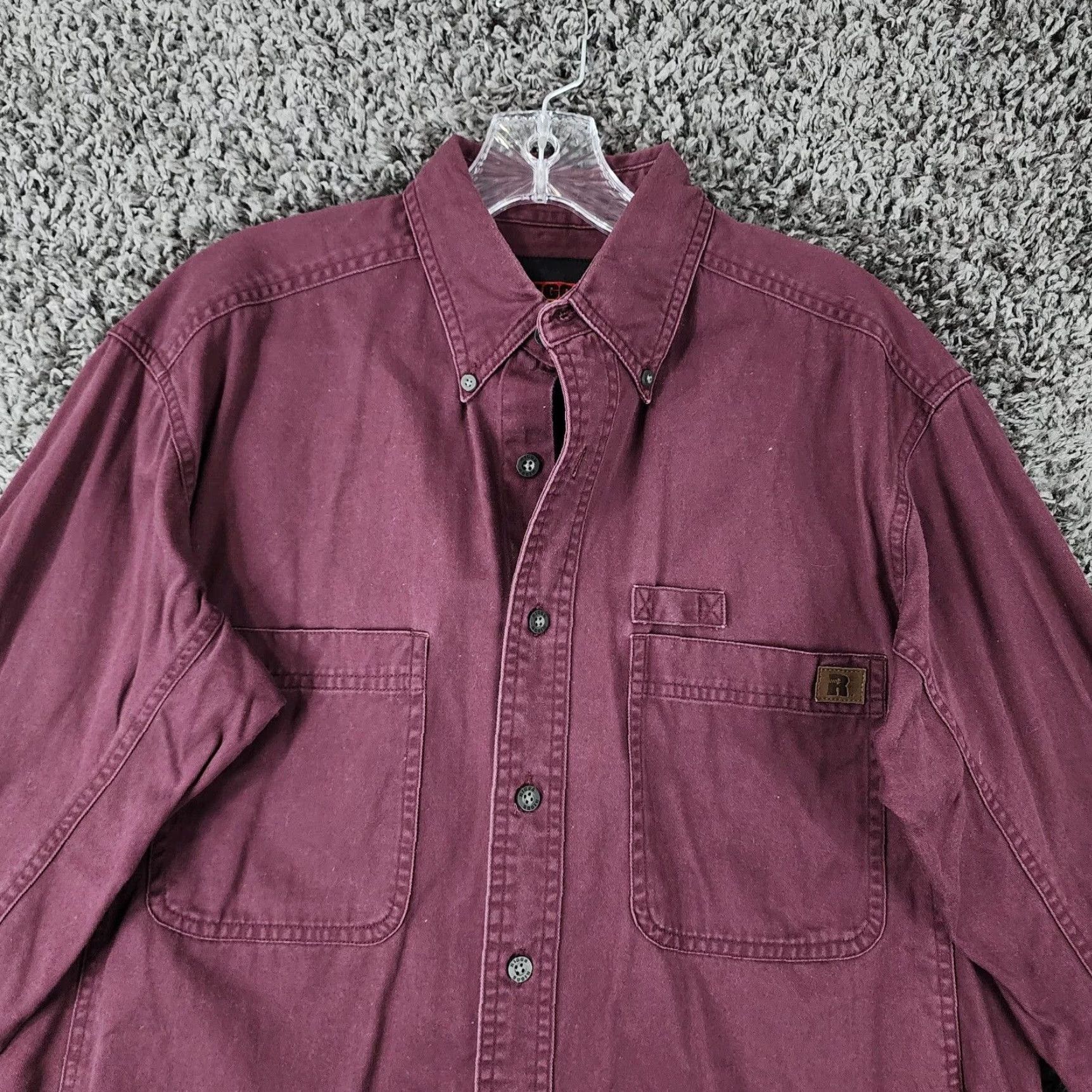 Wrangler Wrangler Riggs Workwear Mens Long Sleeve Button Up Purple Maroon Size M Size US M / EU 48-50 / 2 - 3 Thumbnail