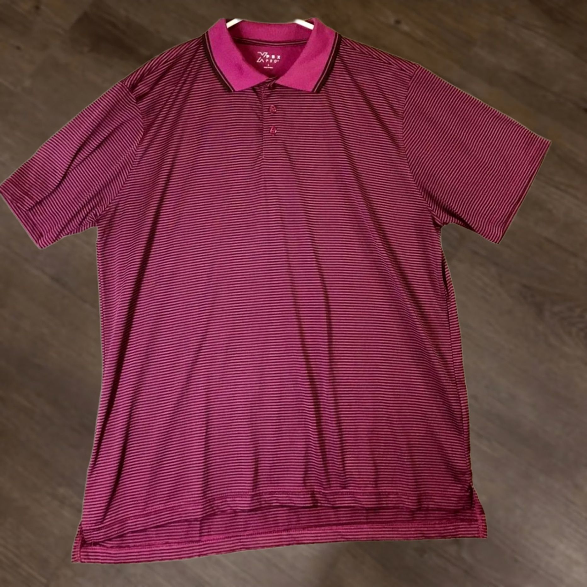 Vintage XPBX Pro Polo Shirt Mens Large Pink Black Striped Short Sleeve Golf Rugby Size US L / EU 52-54 / 3 - 1 Thumbnail