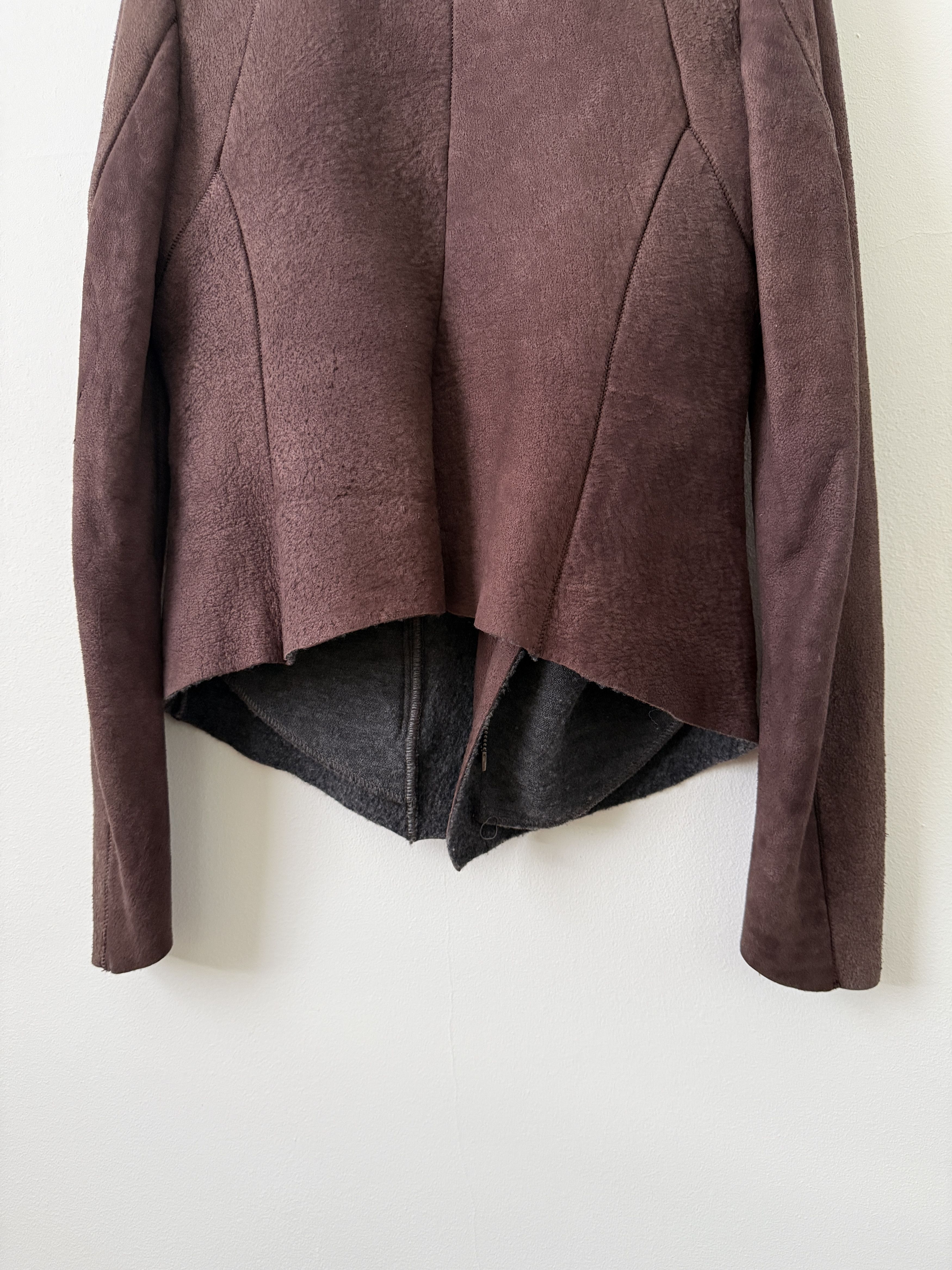 Isaac Sellam Experience Lambskin Leather Asymmetrical Wool Lined Jacket Size M / US 6-8 / IT 42-44 - 21 Thumbnail