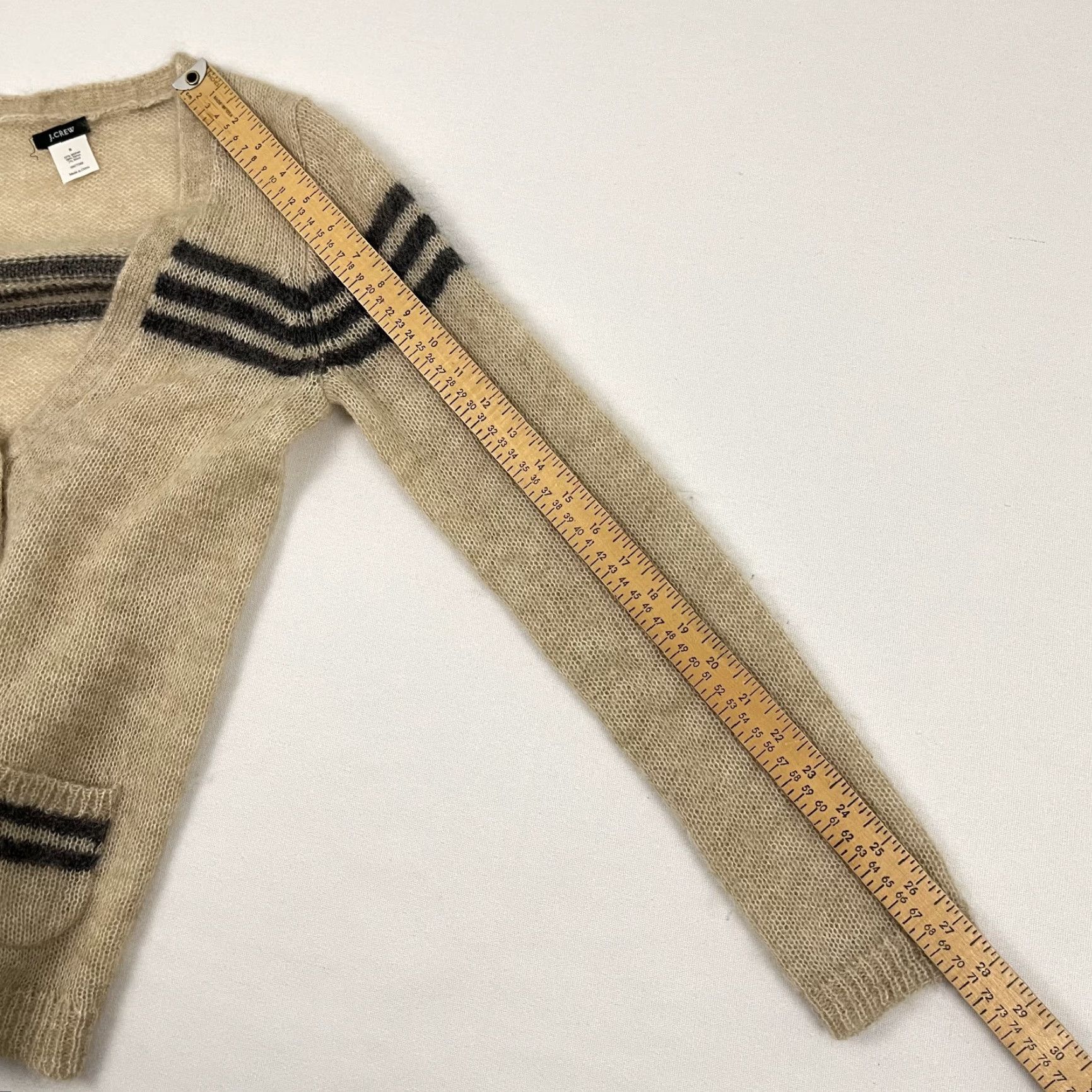 J. Crew Cardigan Sweater Women Small Brown Mohair Wool Preppy Old Money Academia
