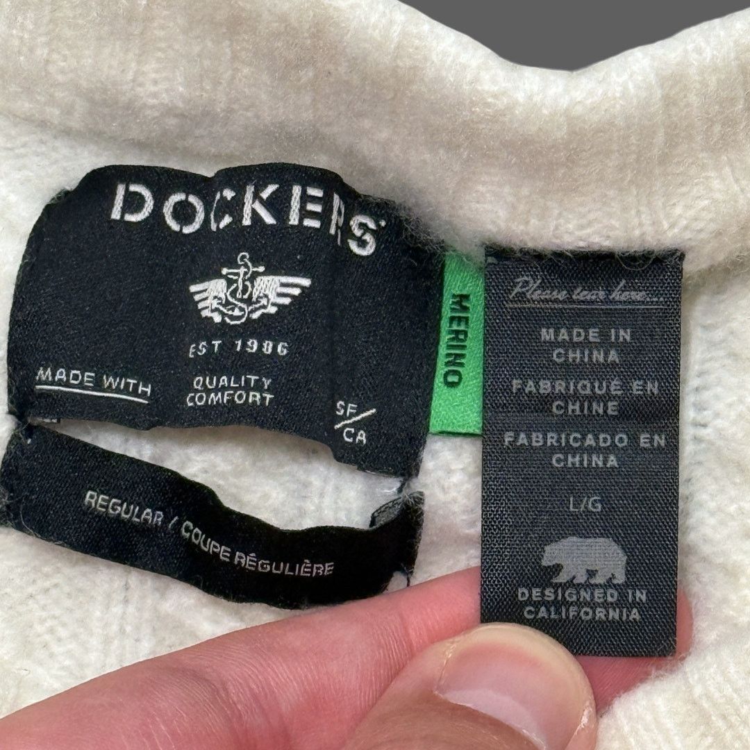Dockers Dockers Merino Wool Blend Regular Fit Sweater Cream Large Size US M / EU 48-50 / 2 - 2 Thumbnail