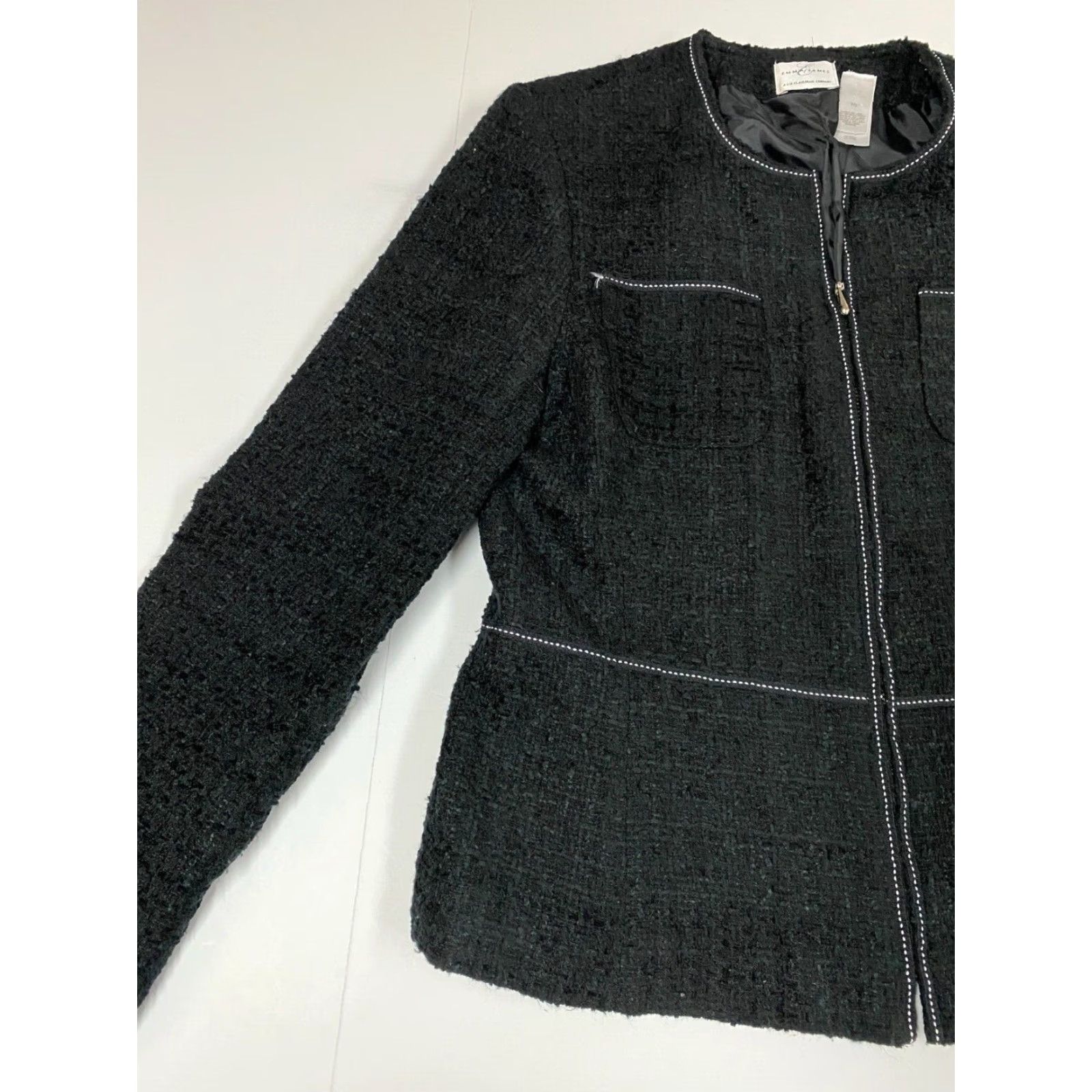 Vintage Emma James Womens Jacket 10 Black Full Zip Size L / US 10 / IT 46 - 3 Thumbnail